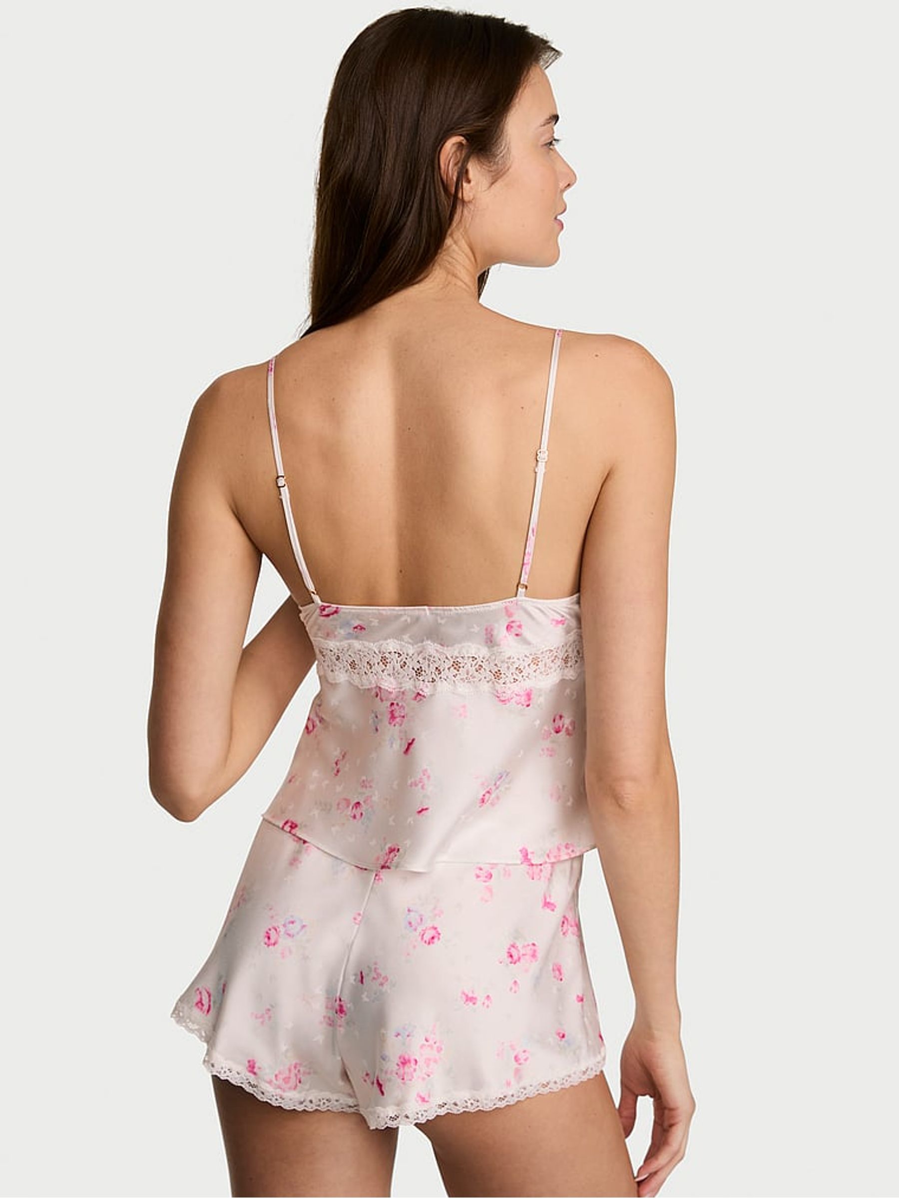 Pink Floral Butterflies Jacquard Cami & Short Set - Image 3 of 3