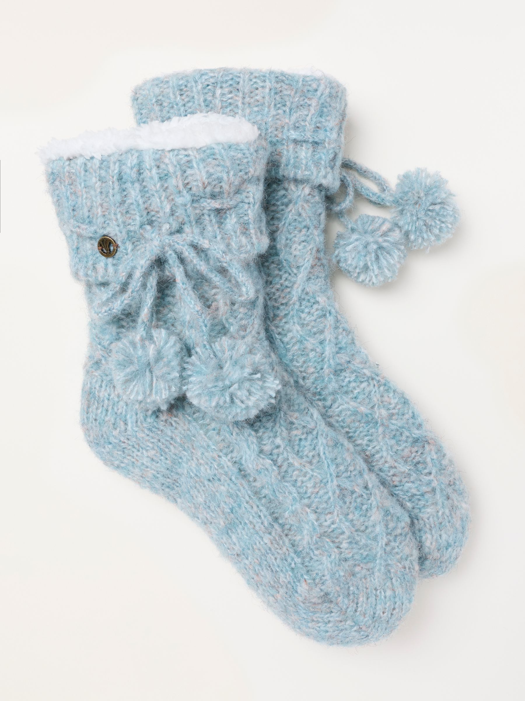 Cable Slipper Socks in Blue - Image 1 of 2 Cable Slipper Socks in Blue - Image 1 of 2