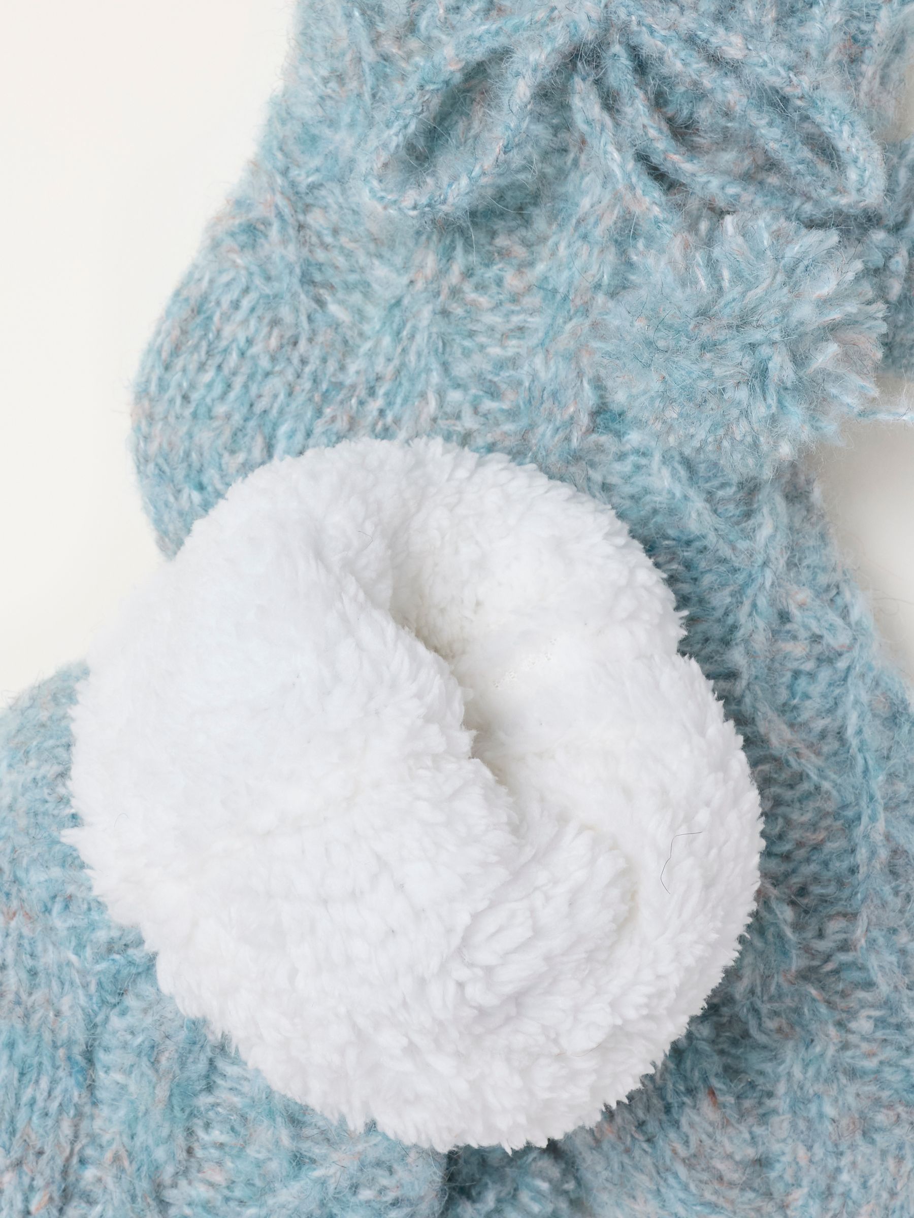 Cable Slipper Socks in Blue - Image 2 of 2