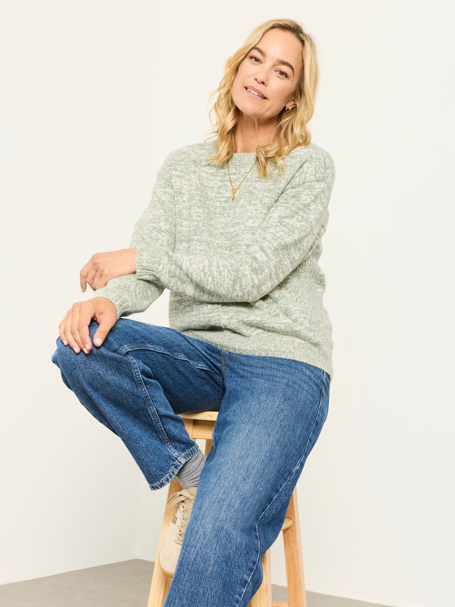 Barley Green Twist Knitted Crew Neck Jumper - Image 5 of 6