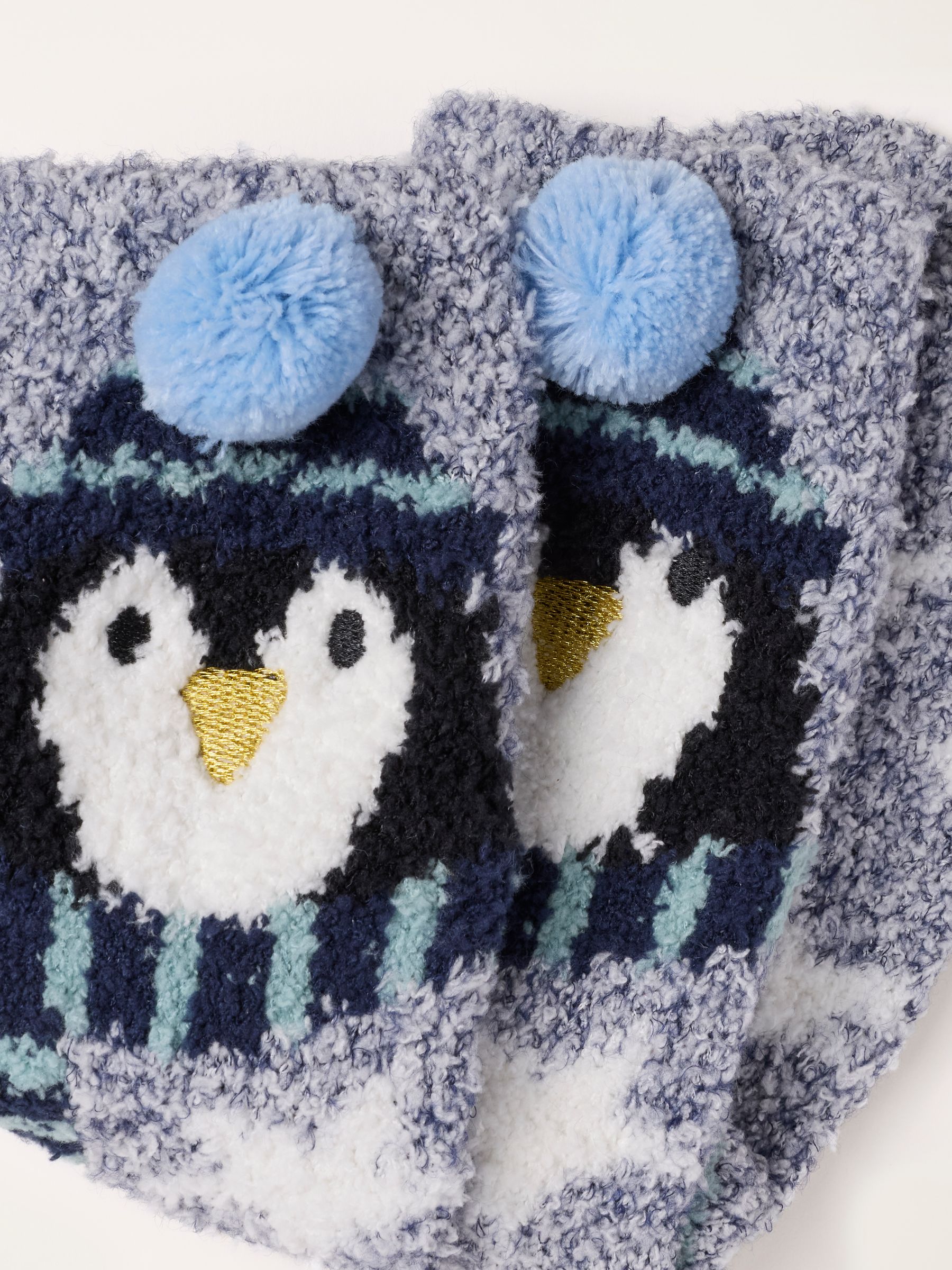 Penguin Fluffy Socks in Blue - Image 2 of 2