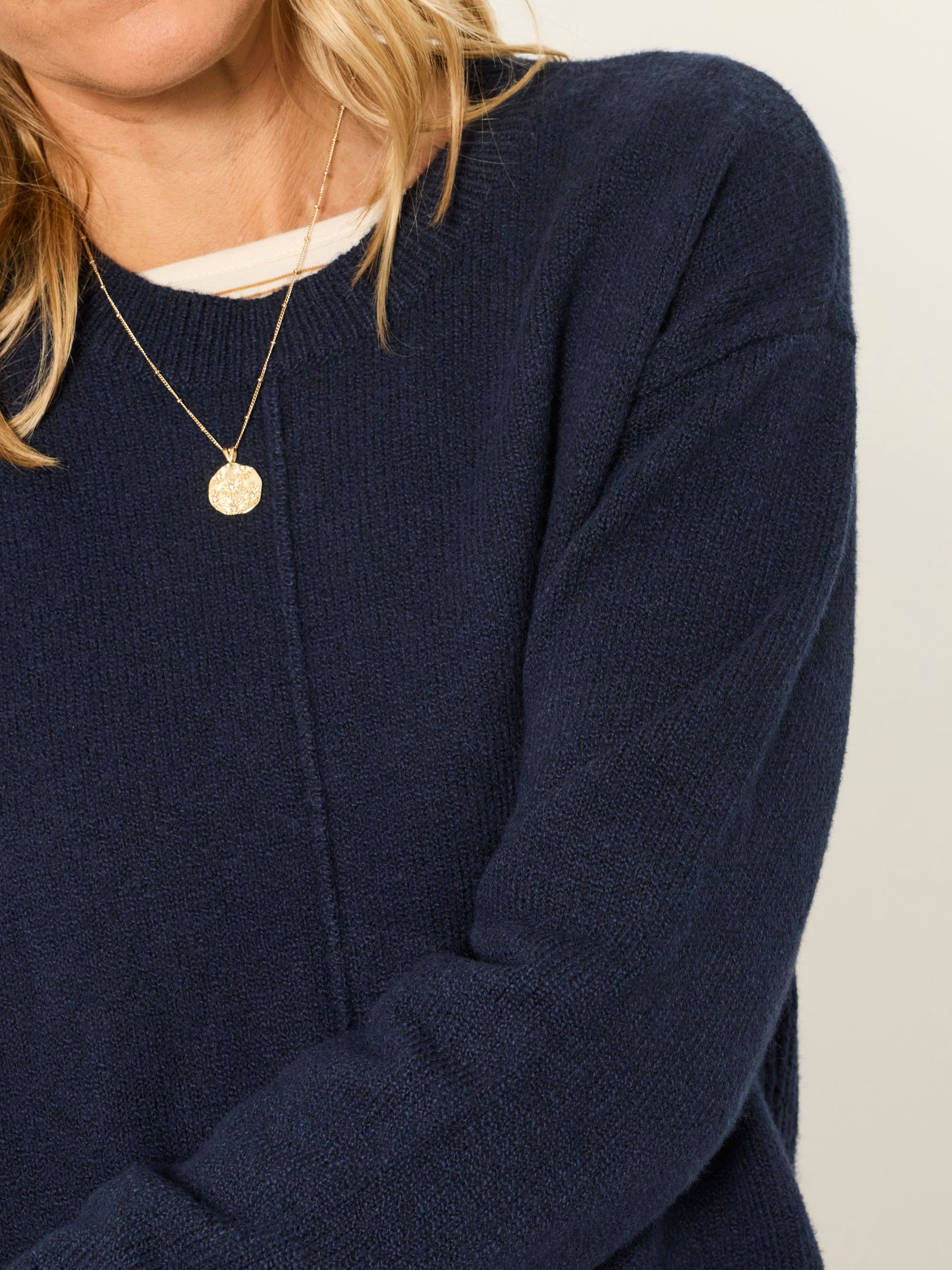 Barley Navy Knitted Crew Neck Jumper - Image 3 of 6