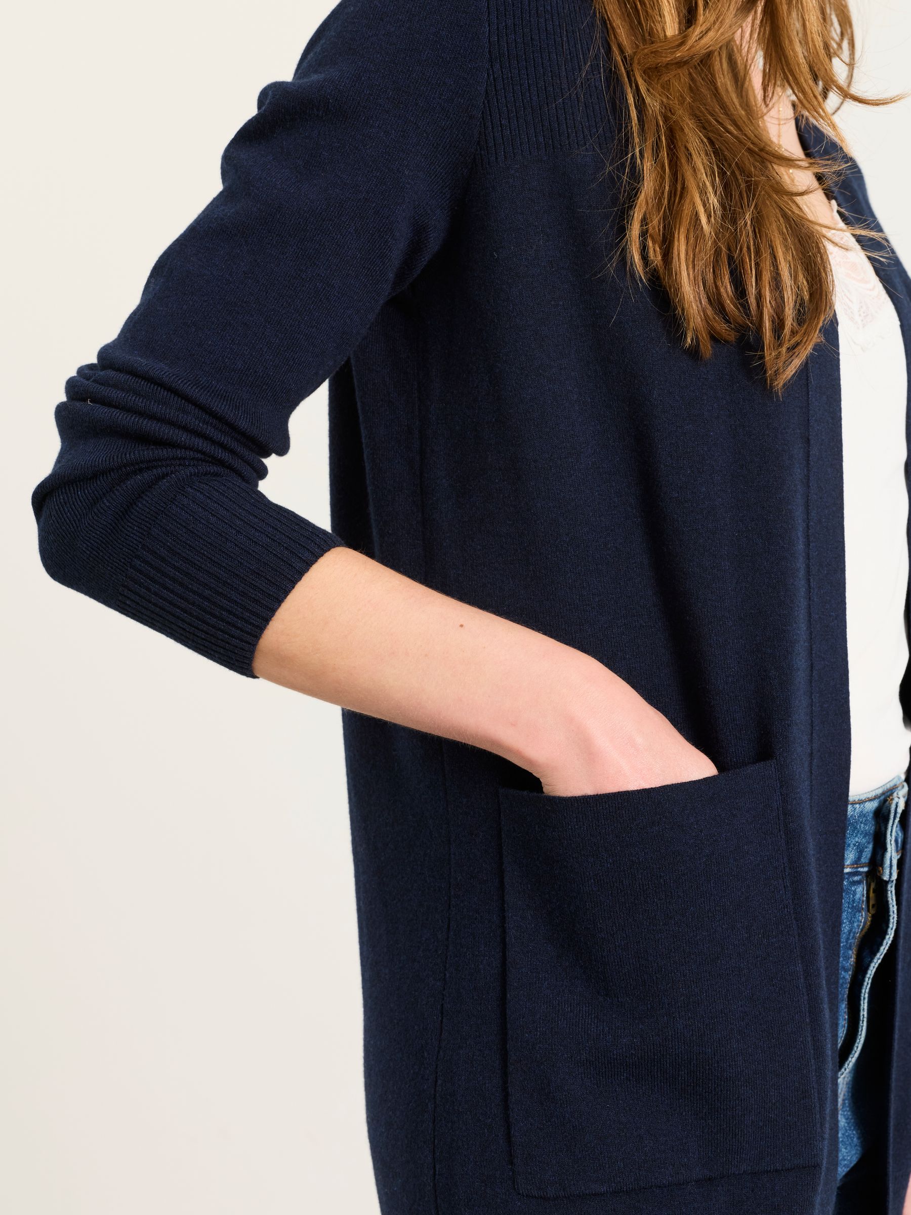 Selene Navy Knitted Longline Cardigan - Image 4 of 5