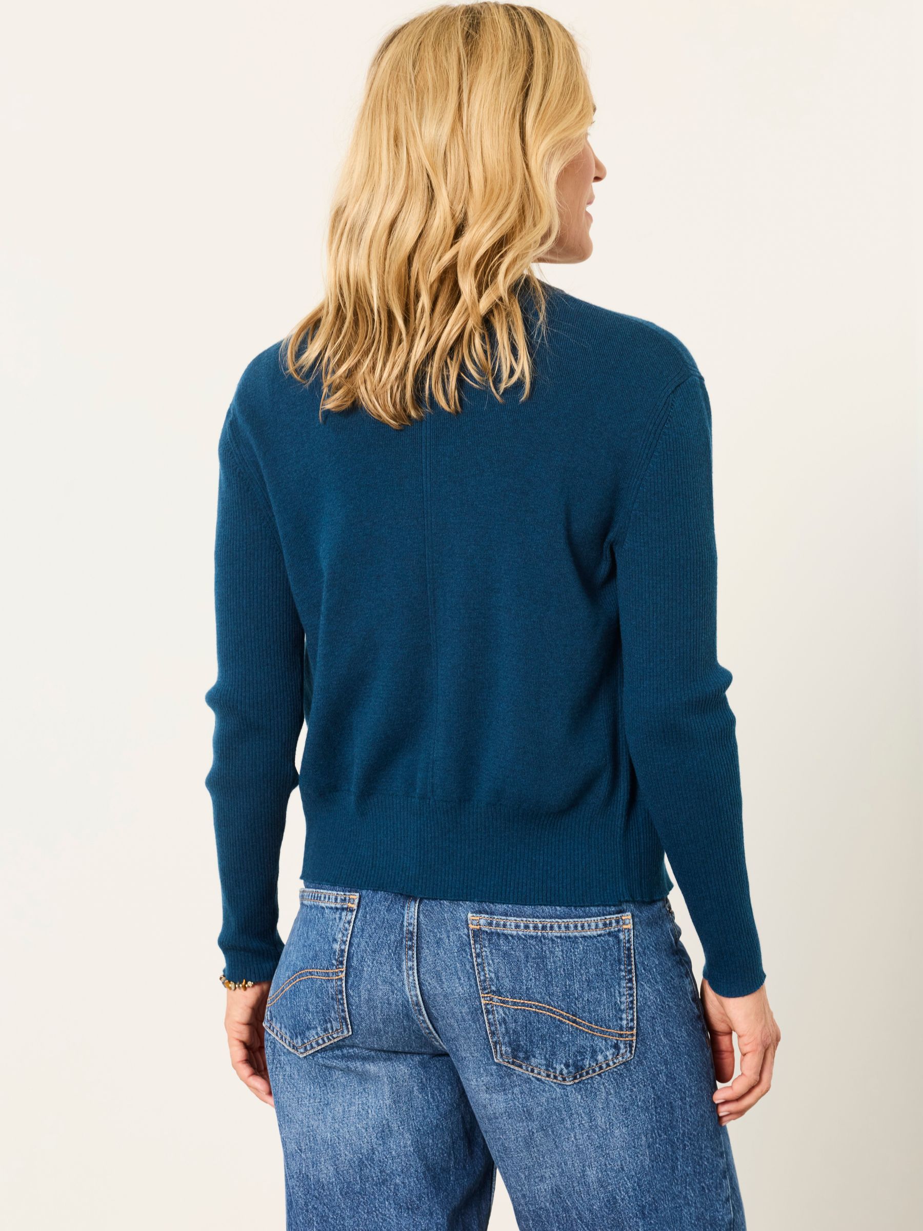 Selene Teal Blue Knitted Button Front Cardigan - Image 2 of 6