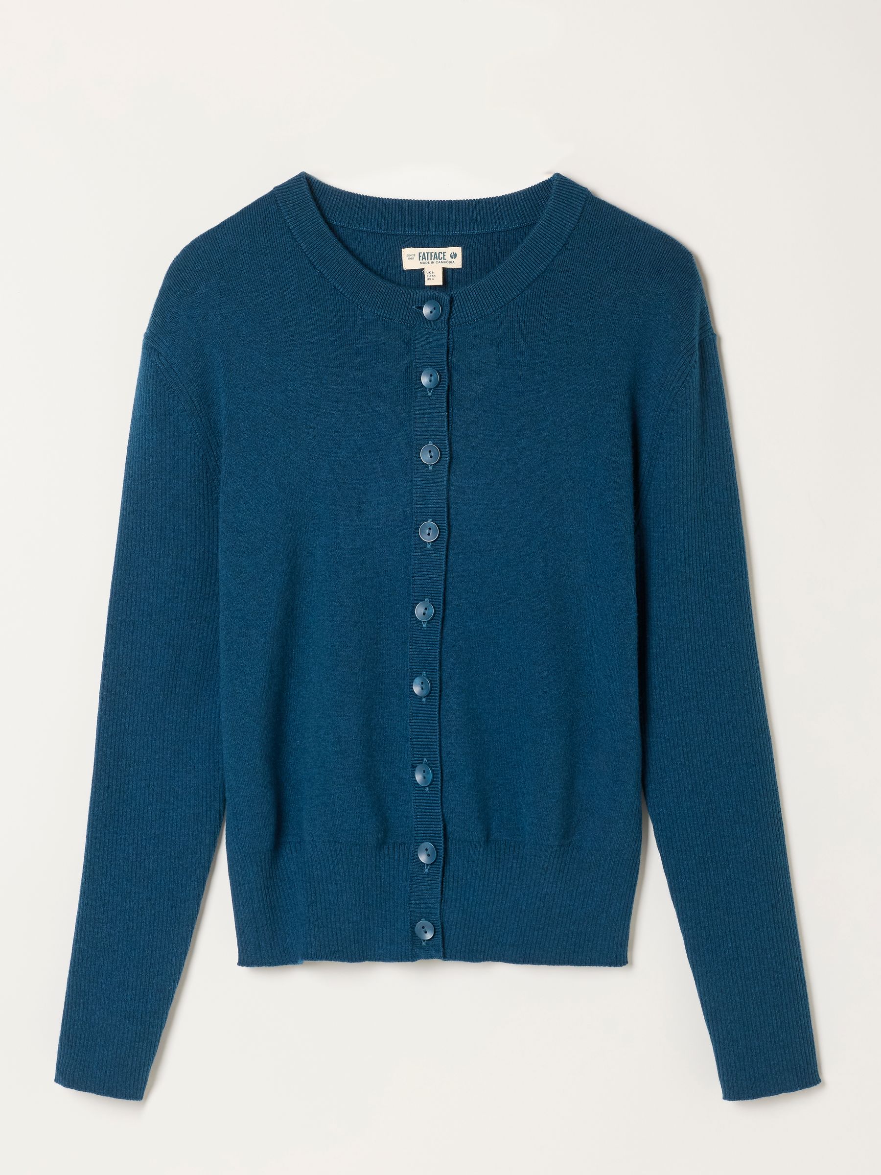 Selene Teal Blue Knitted Button Front Cardigan - Image 6 of 6