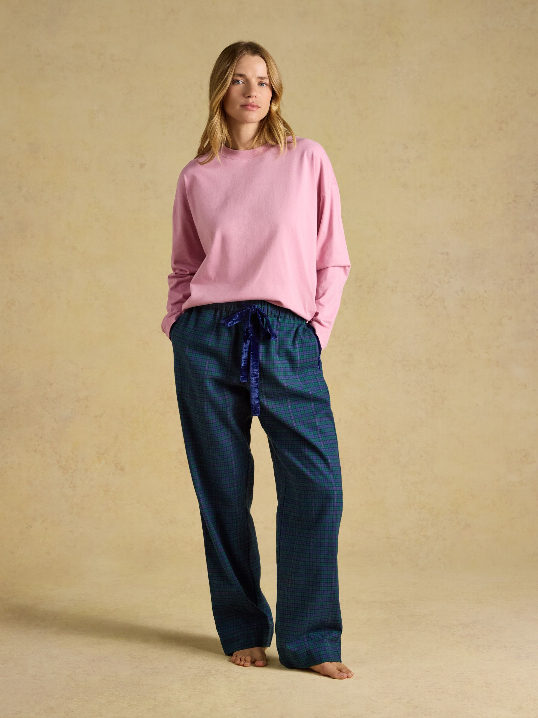 Navy check Woven Brushed Cotton Pyjama Bottoms - Image 5 of 8