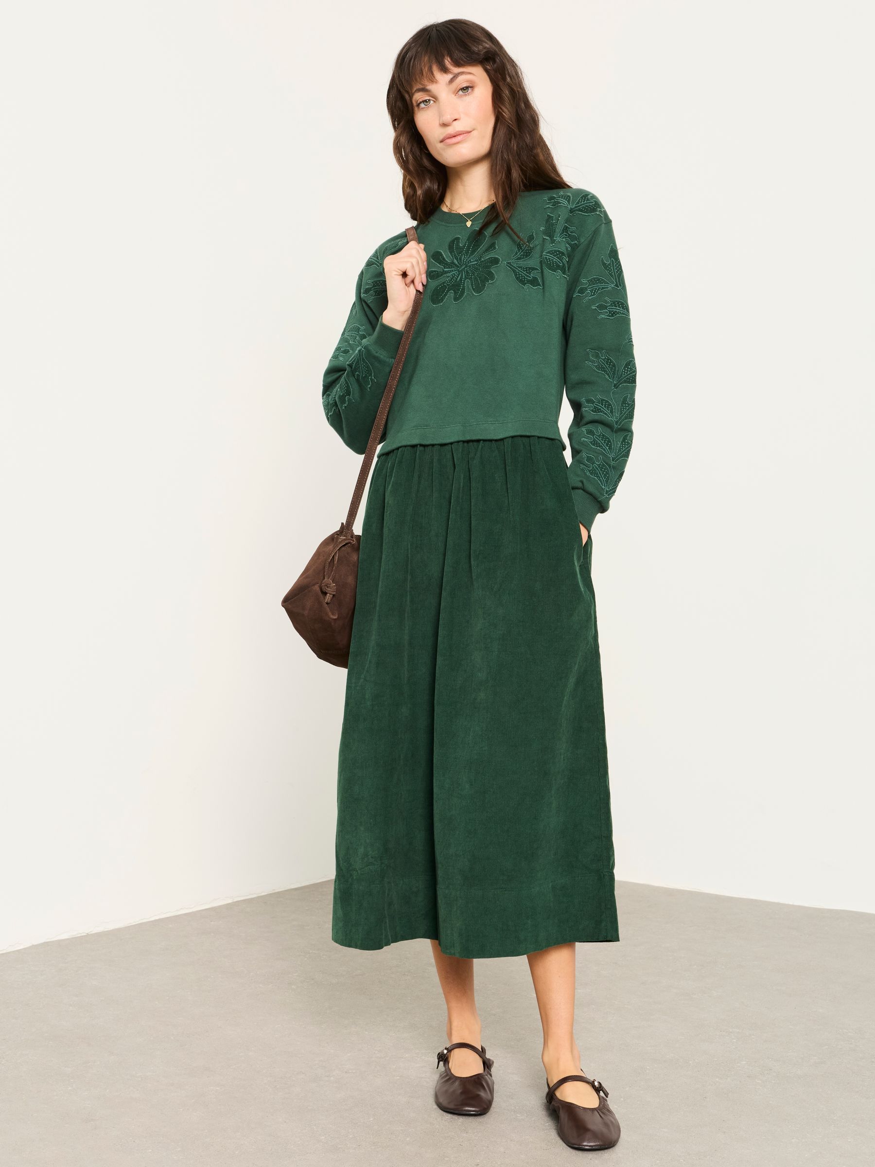 Pacey Green 2in1 Cord Midi Dress - Image 1 of 5
