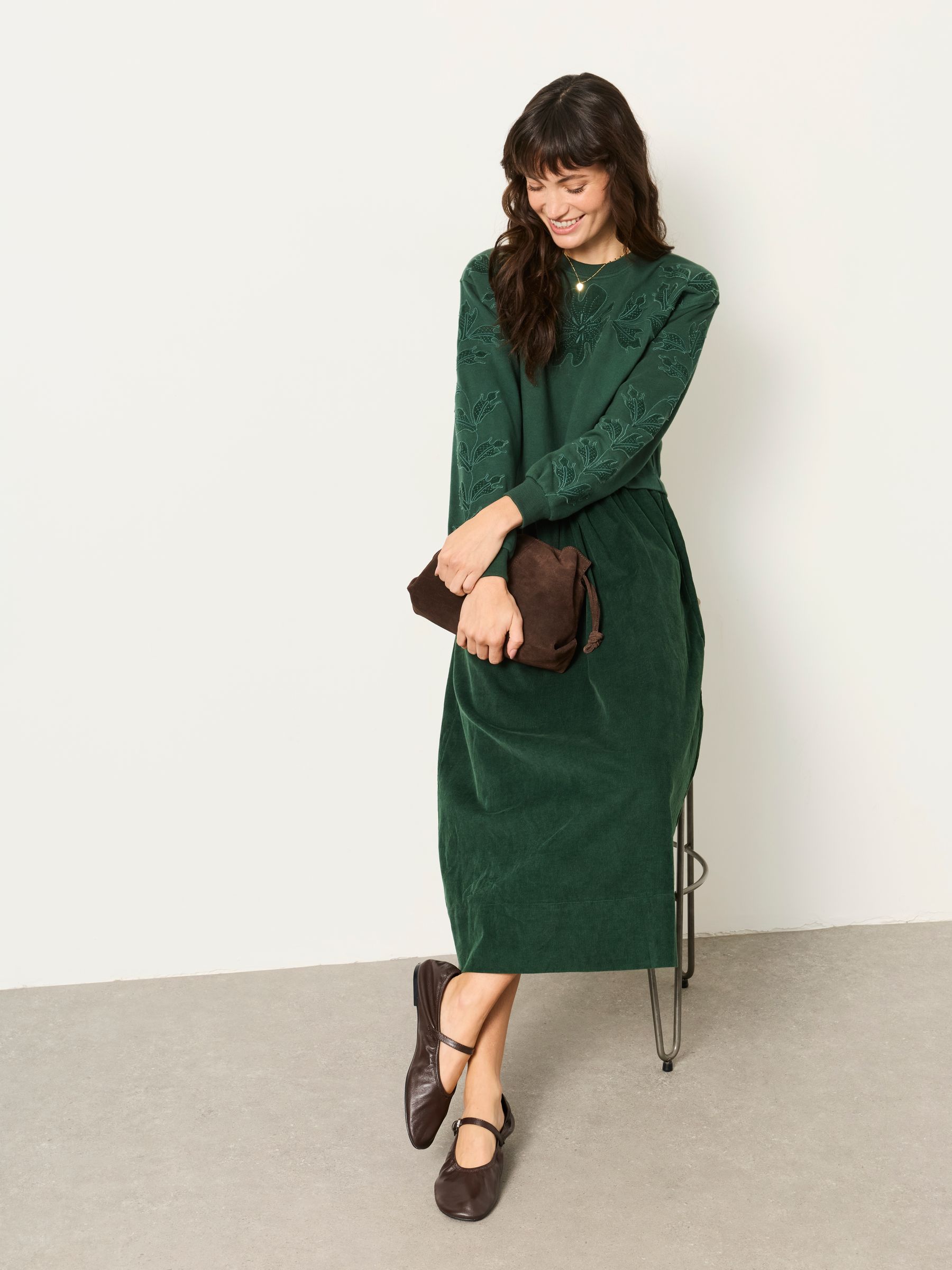 Pacey Green 2in1 Cord Midi Dress - Image 3 of 5