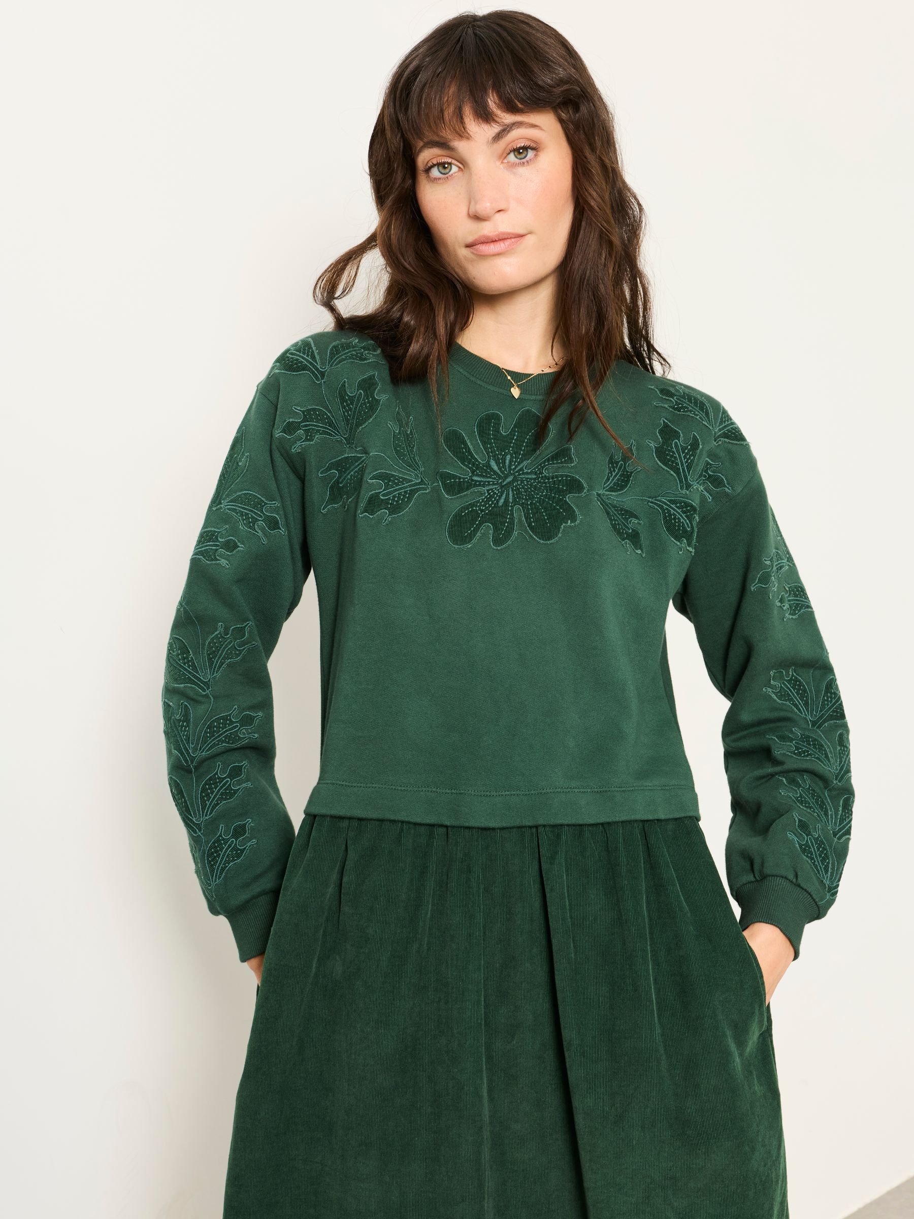 Pacey Green 2in1 Cord Midi Dress - Image 4 of 5