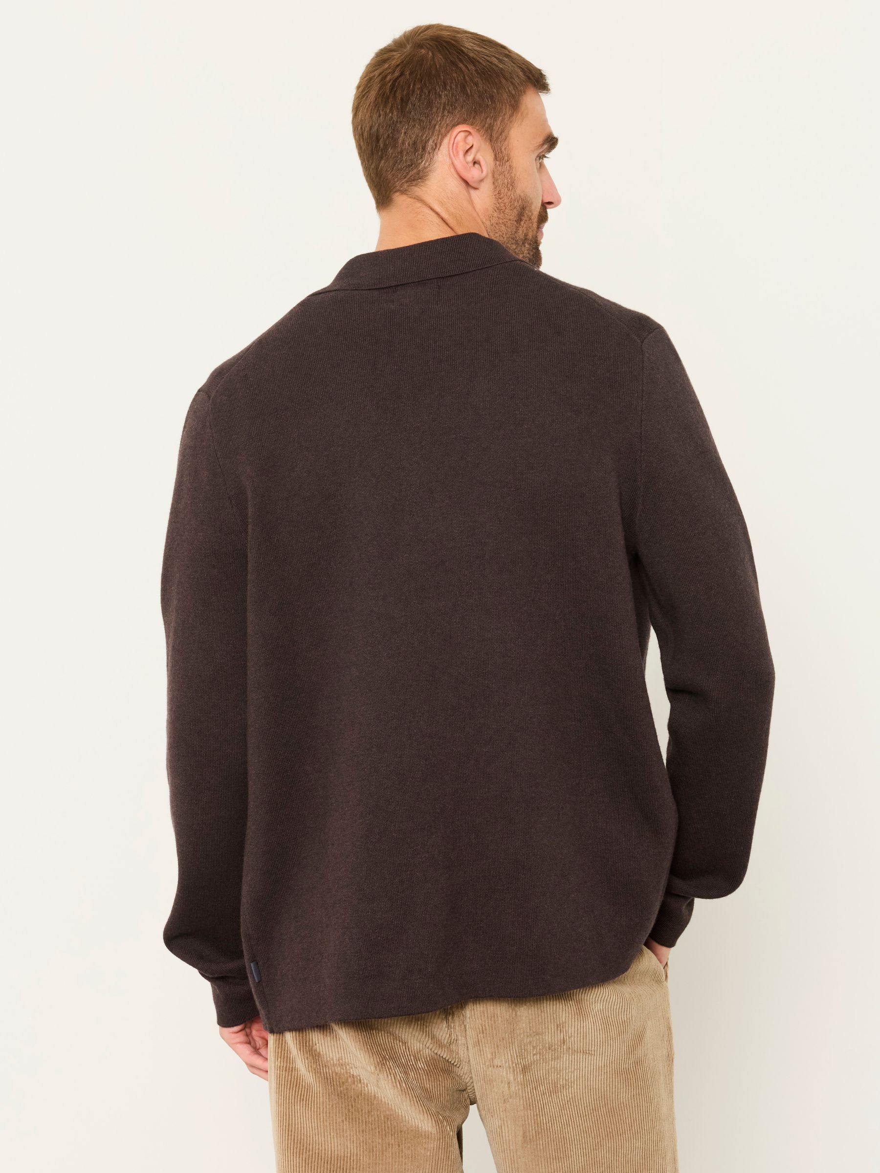 Kieran Chocolate Brown Knitted Collared Button Front Cardigan - Image 2 of 6