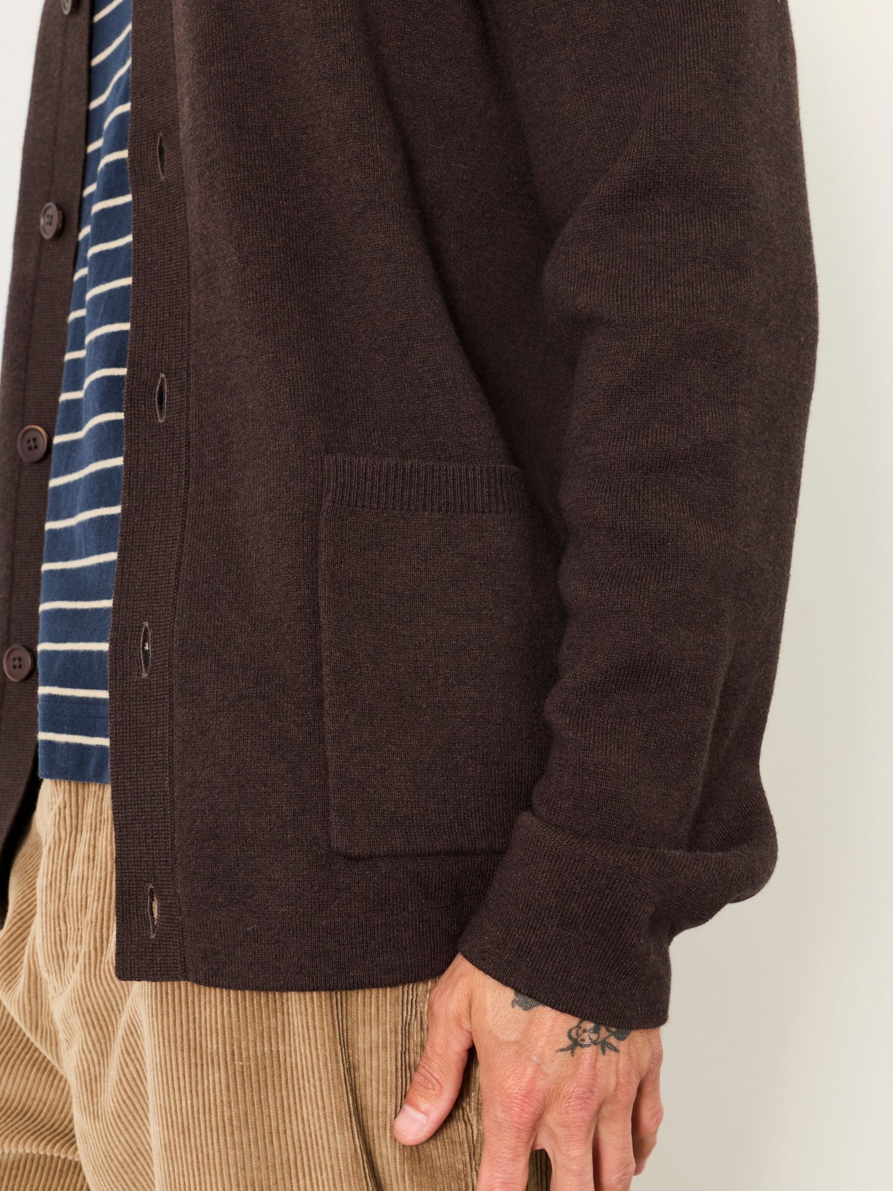 Kieran Chocolate Brown Knitted Collared Button Front Cardigan - Image 3 of 6