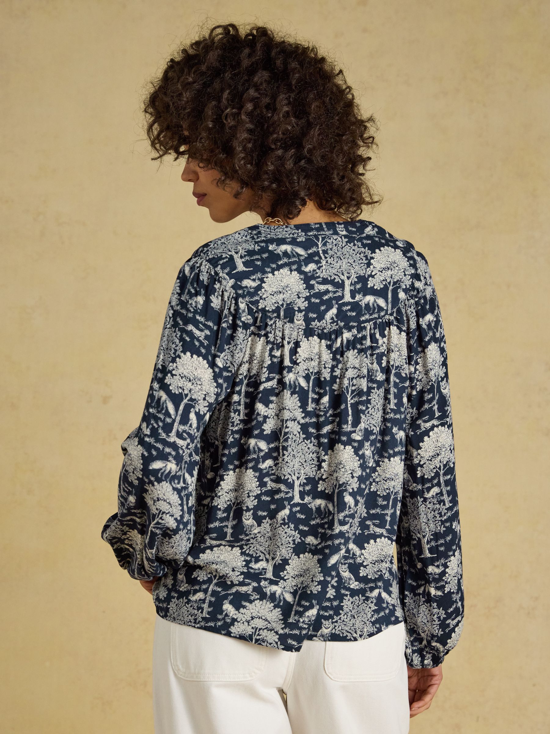 Elodie Navy Toile Popover Blouse - Image 2 of 7