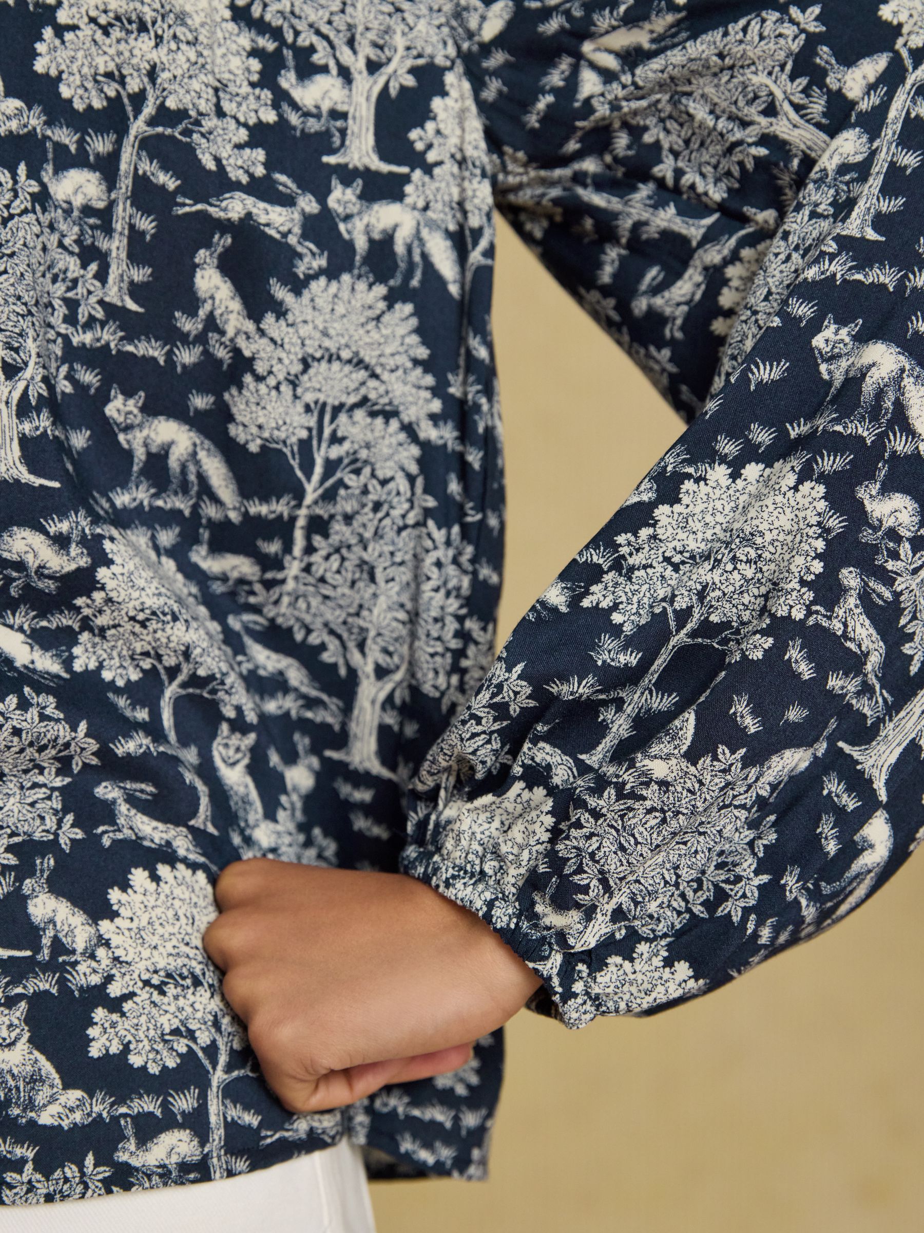 Elodie Navy Toile Popover Blouse - Image 3 of 7