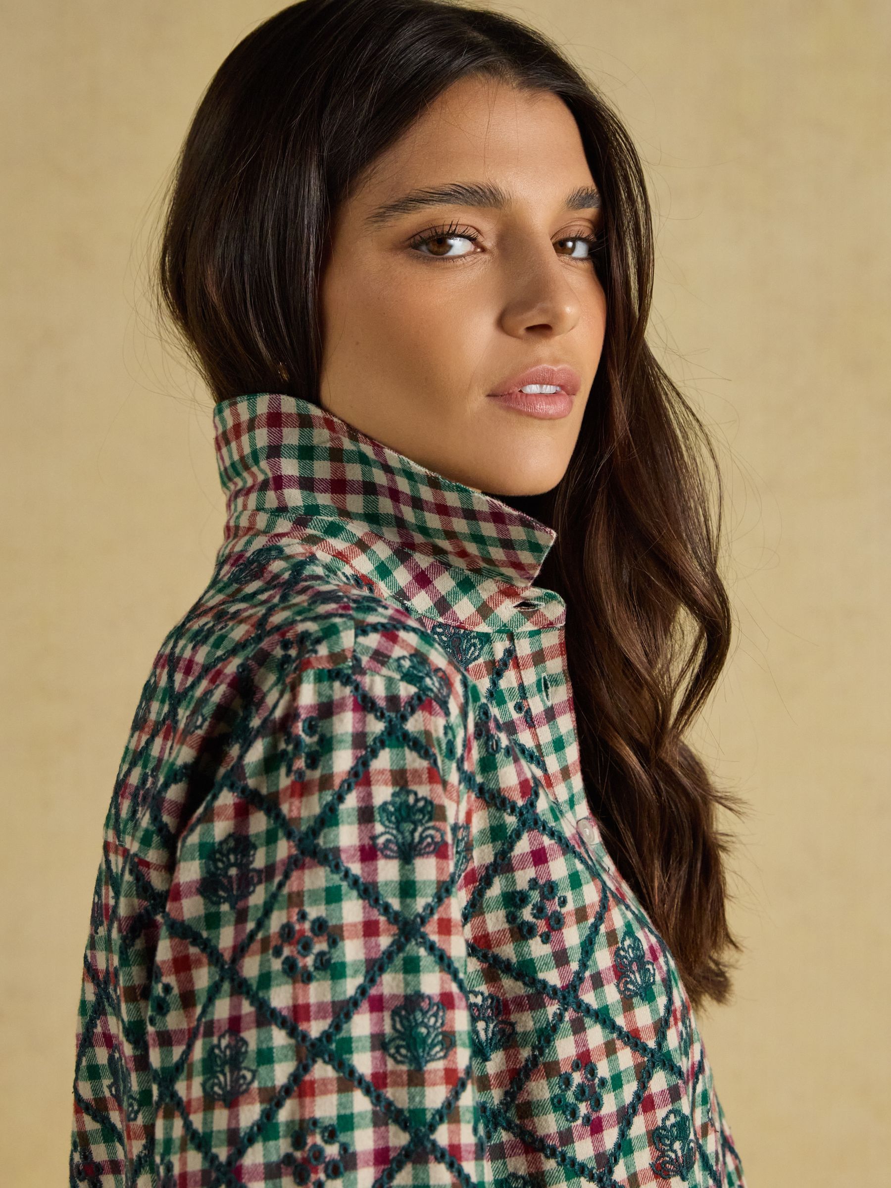 Brushed Cotton Multi Check Boyfriend Fit Shirt - Image 3 of 8