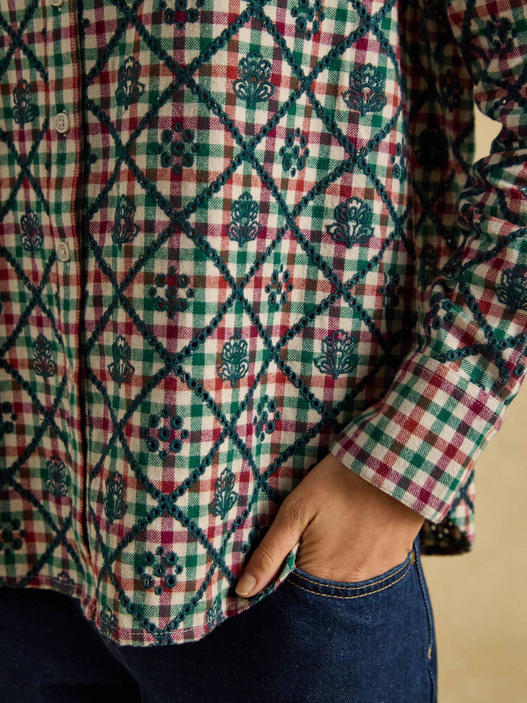 Brushed Cotton Multi Check Boyfriend Fit Shirt - Image 4 of 8