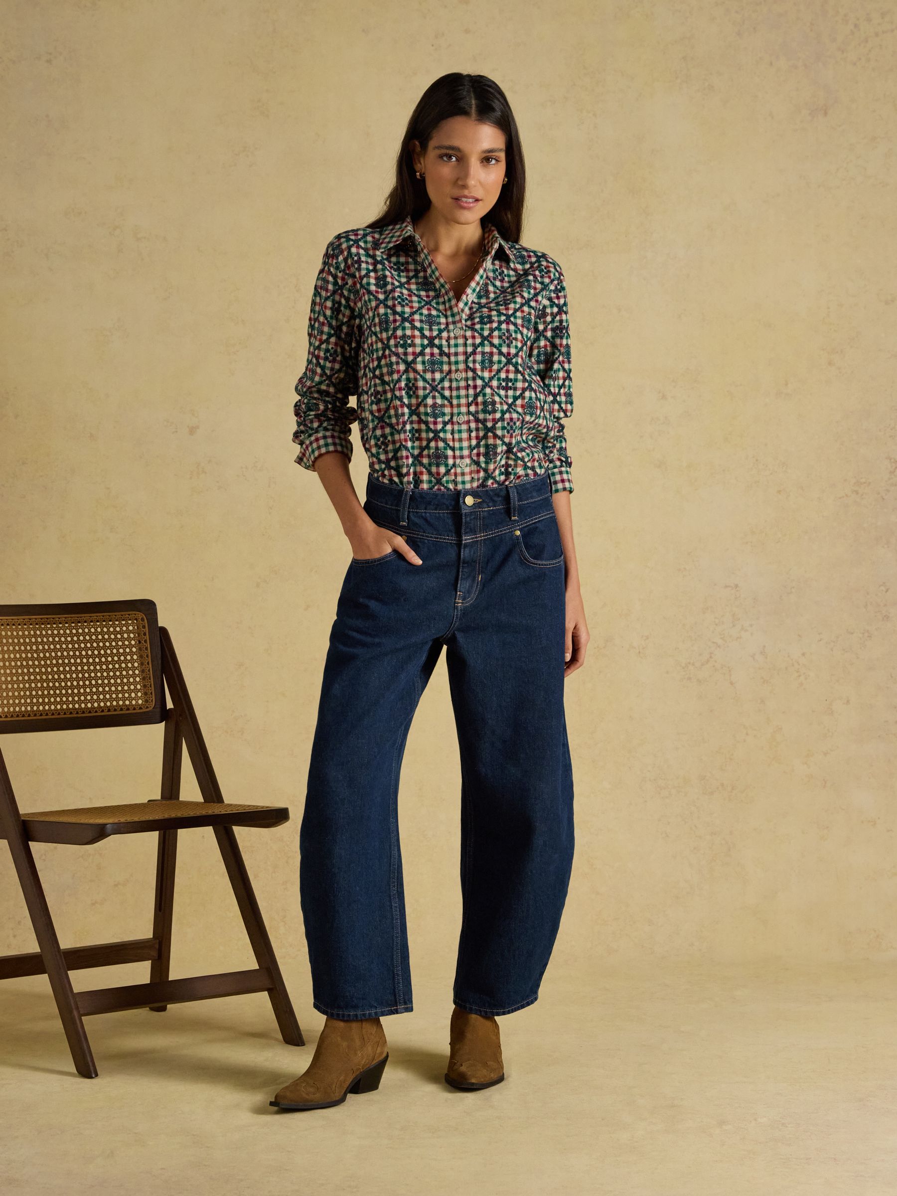 Brushed Cotton Multi Check Boyfriend Fit Shirt - Image 5 of 8