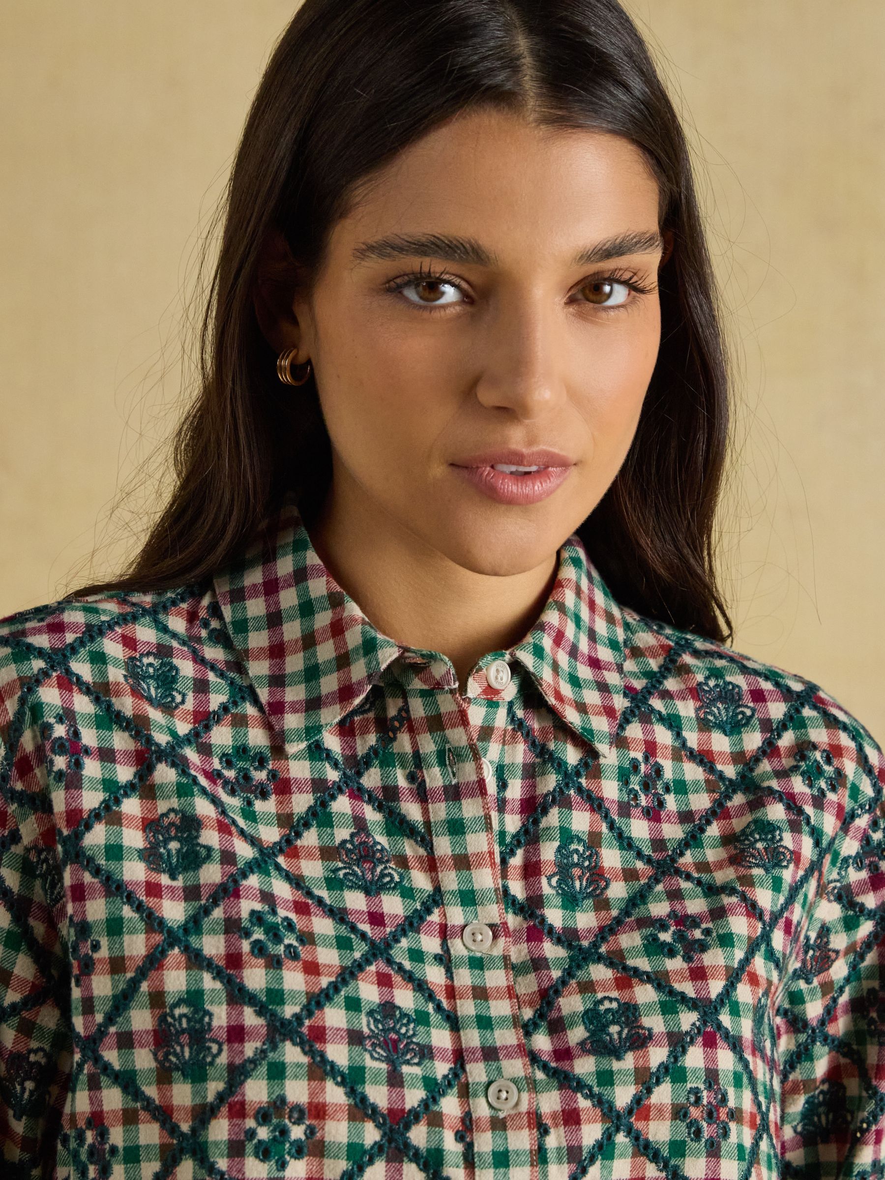 Brushed Cotton Multi Check Boyfriend Fit Shirt - Image 7 of 8