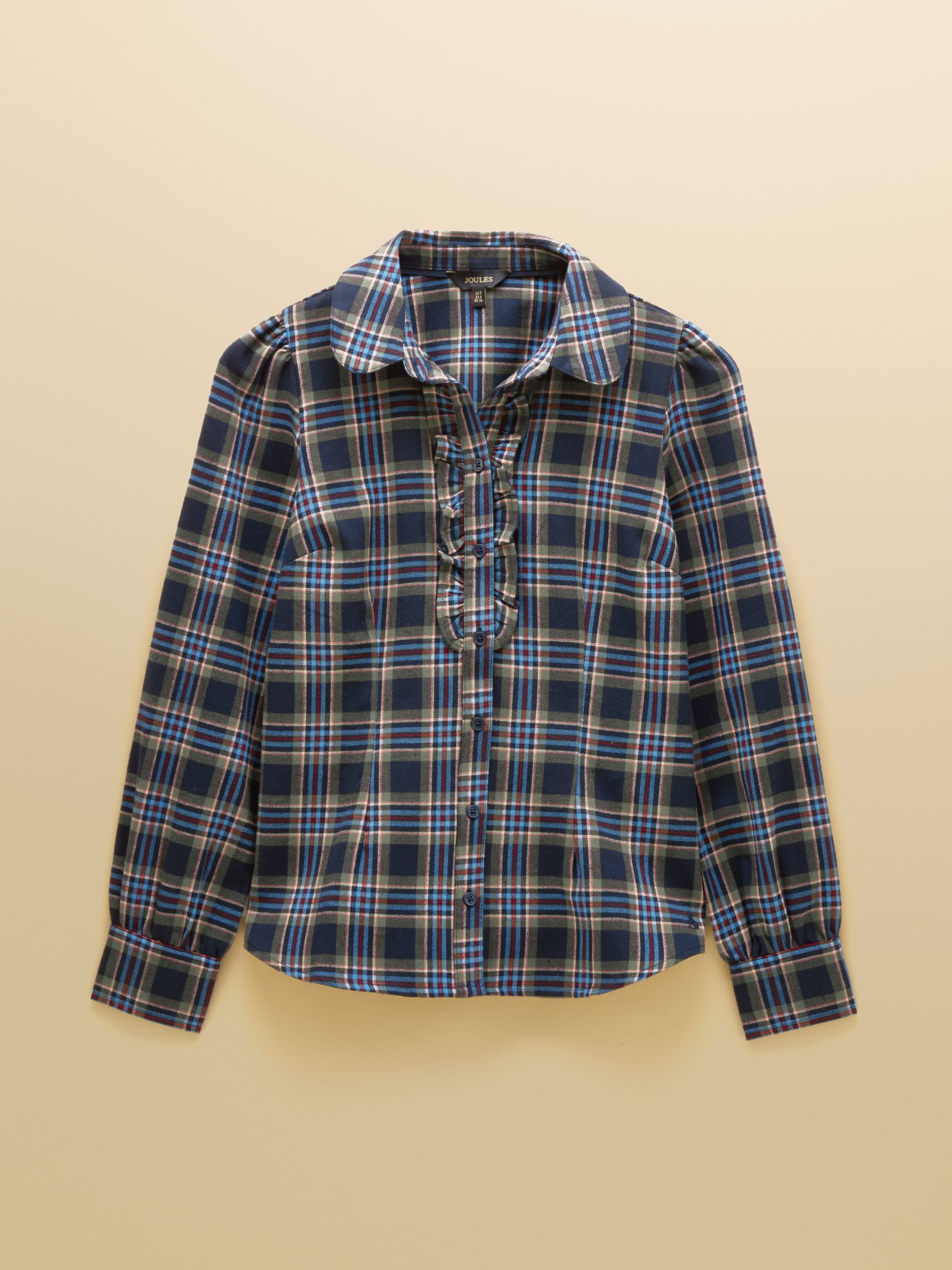 Martha Navy Check Tapered Frill Shirt - Image 6 of 6 Martha Navy Check Tapered Frill Shirt - Image 6 of 6