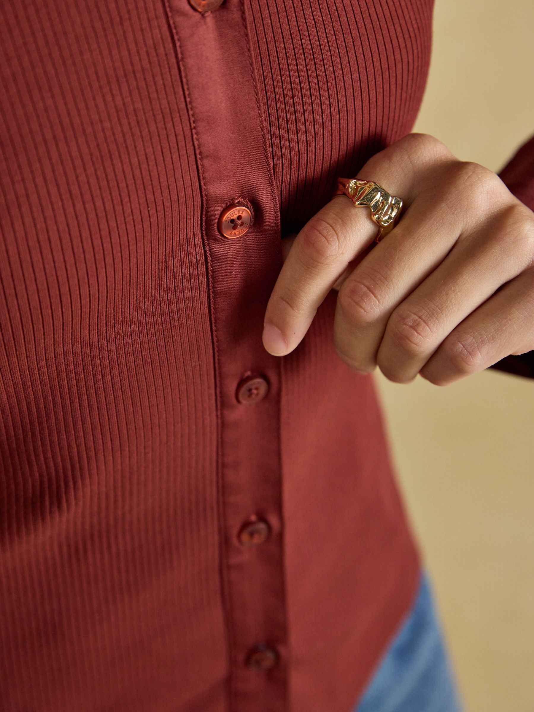 Russet Cotton Rich Long Sleeve Ribbed Jersey Shirt - Image 4 of 9