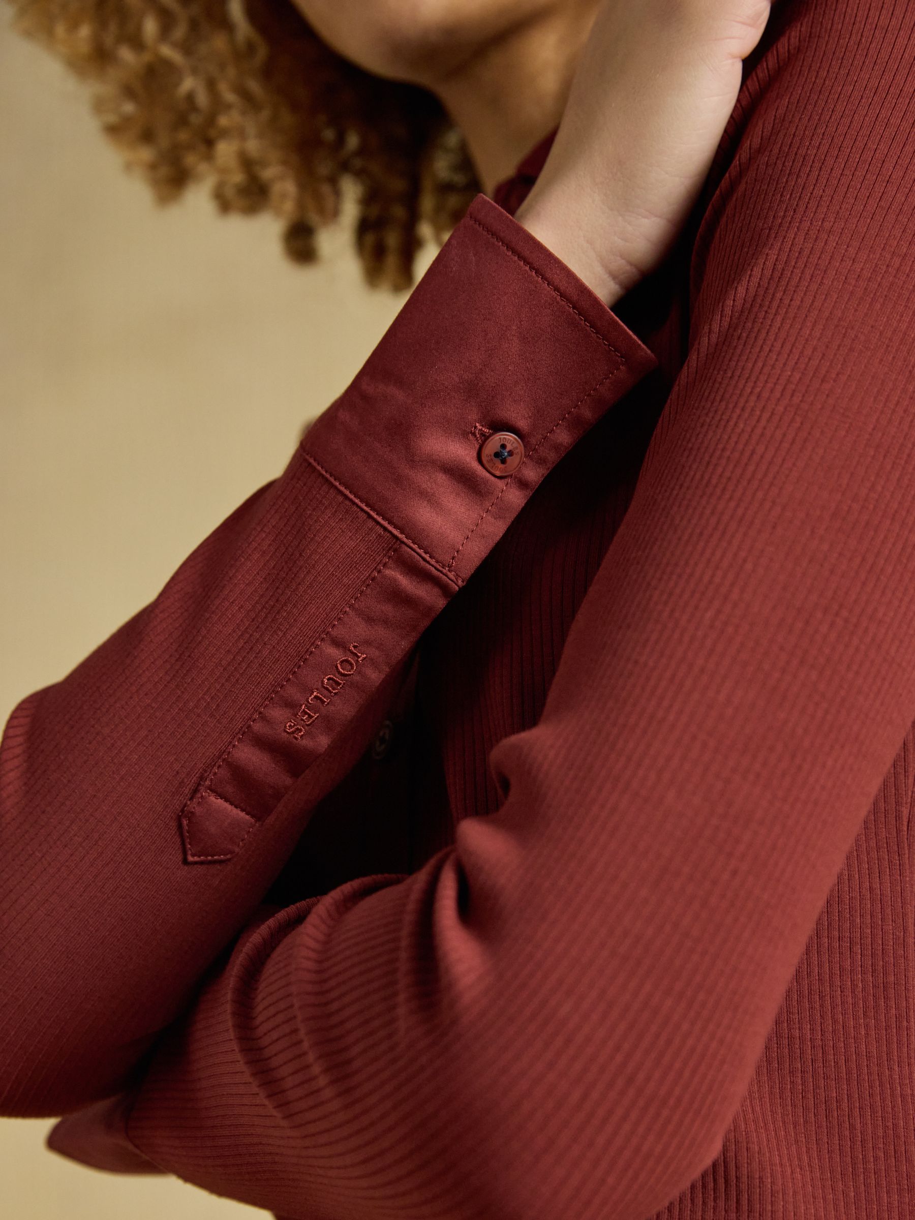 Russet Cotton Rich Long Sleeve Ribbed Jersey Shirt - Image 6 of 9