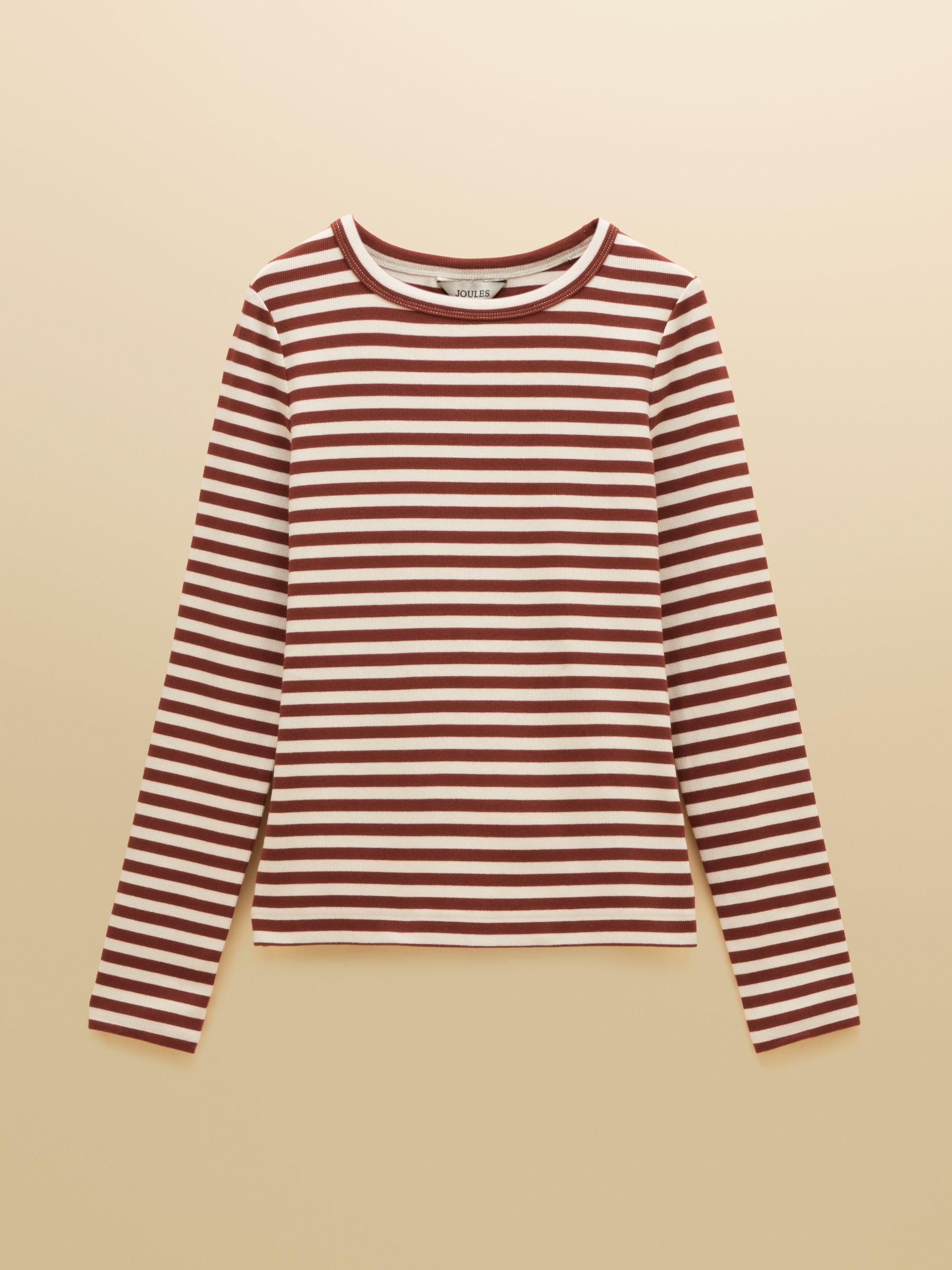 Sophie Russet Striped Long Sleeve Ribbed Fitted T-Shirt - Image 6 of 6