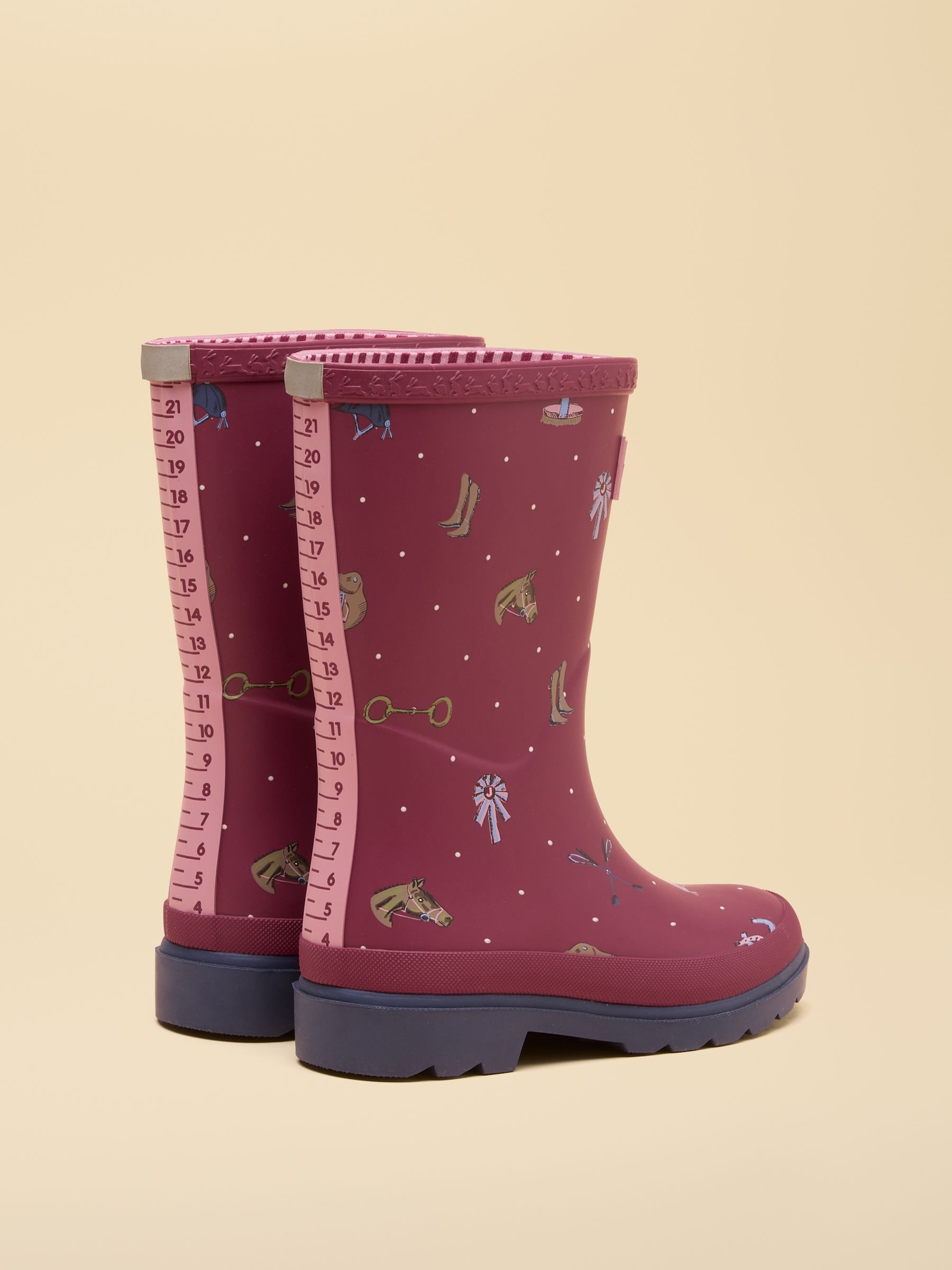 Kids' Berry Pink Horse Printed Wellies - Image 3 of 6