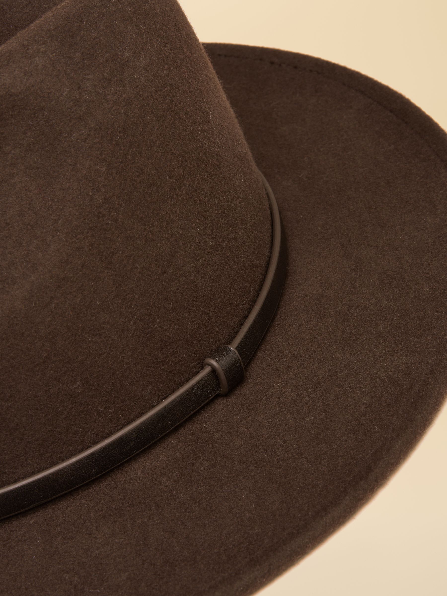 Grove Chocolate Brown Wool Fedora Hat - Image 7 of 8