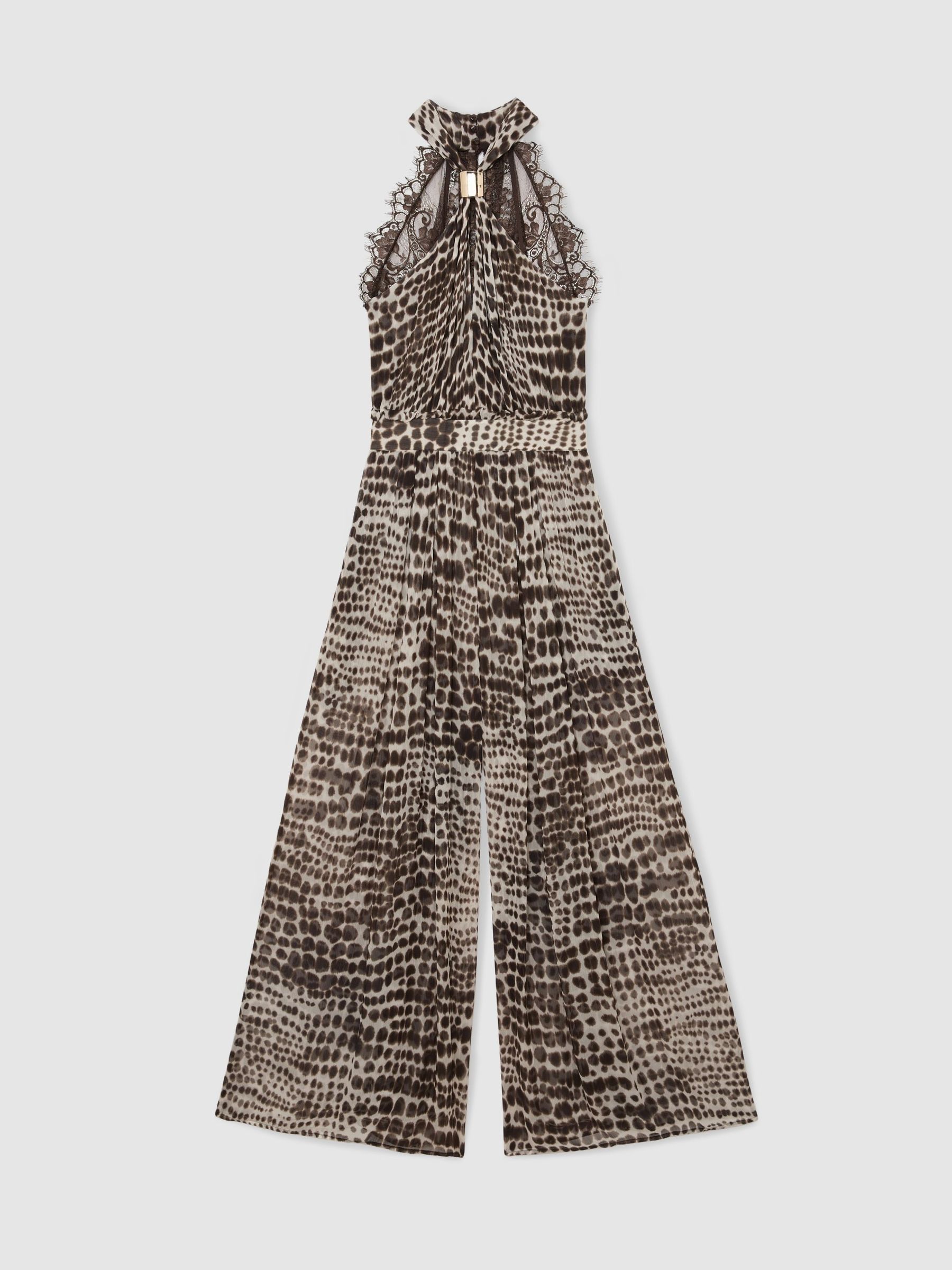 Atelier Animal-Print Wide-Leg Jumpsuit in Cholocate - image 1