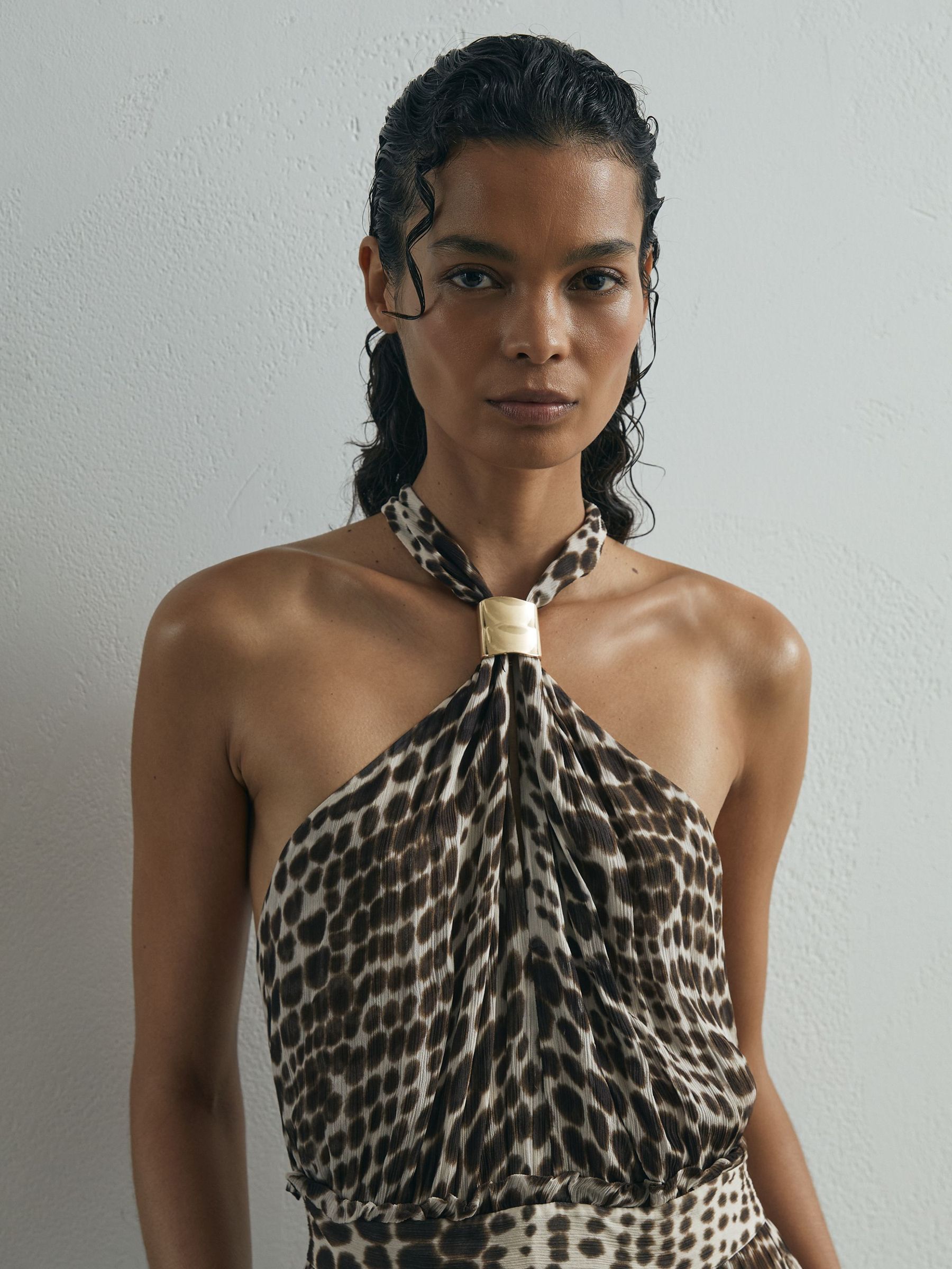 Atelier Animal-Print Wide-Leg Jumpsuit in Cholocate - image 5
