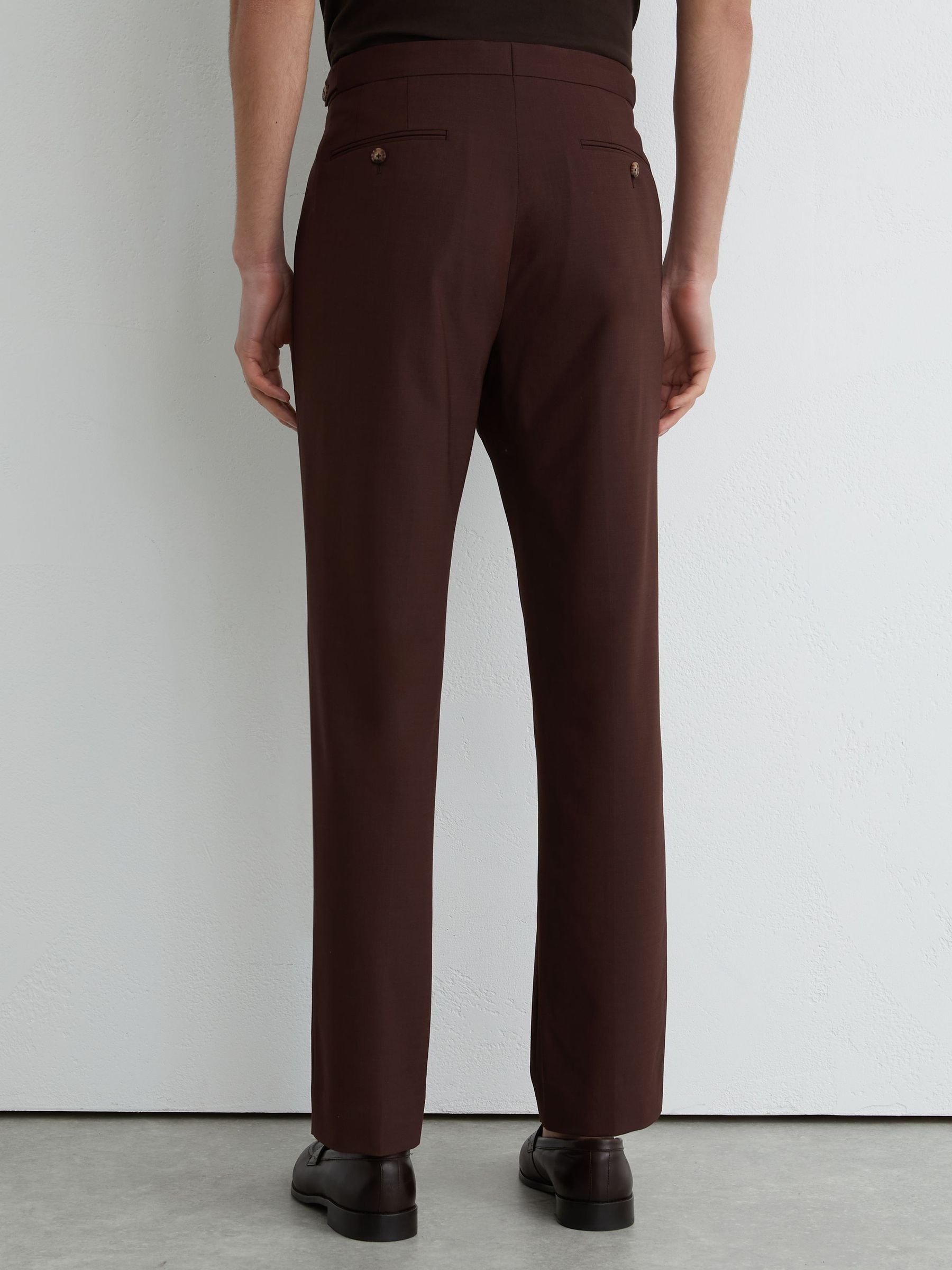 Classic Fit Wool-Blend Suit Trousers in Chocolate Brown - image 5