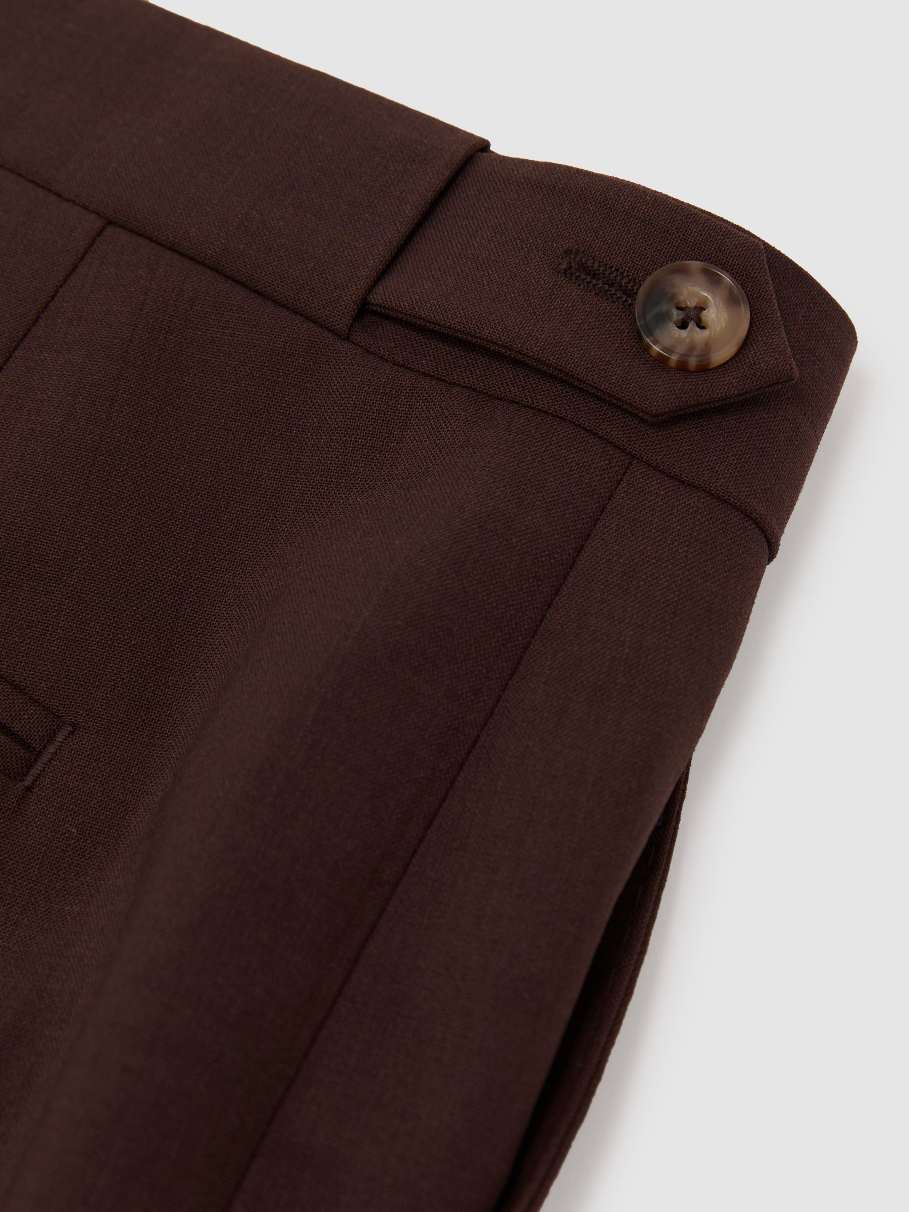 Classic Fit Wool-Blend Suit Trousers in Chocolate Brown - image 2