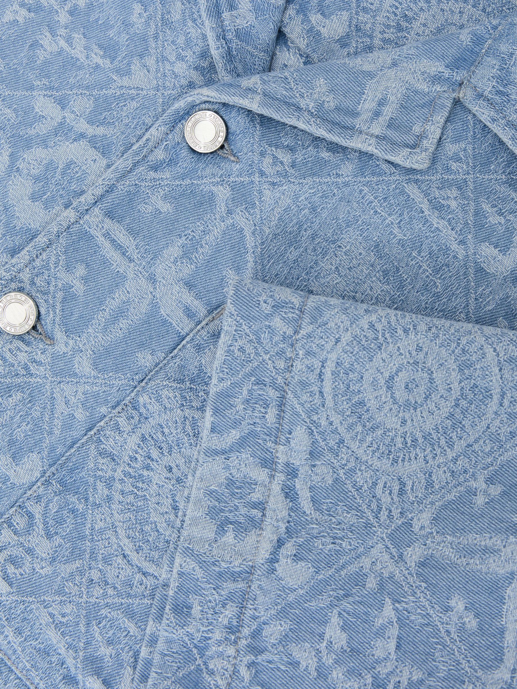 Denim Jacquard Short-Sleeve Shirt in Soft Blue - image 4