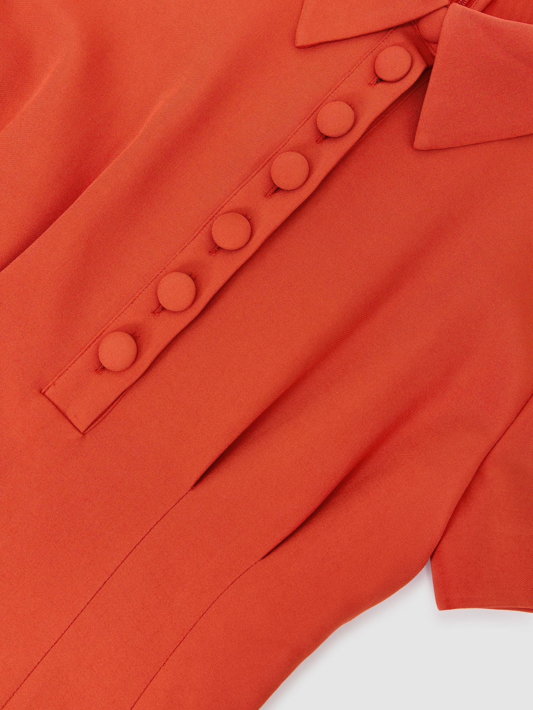 Half-Button Flippy Mini Dress in Coral Orange - Image 7 of 7