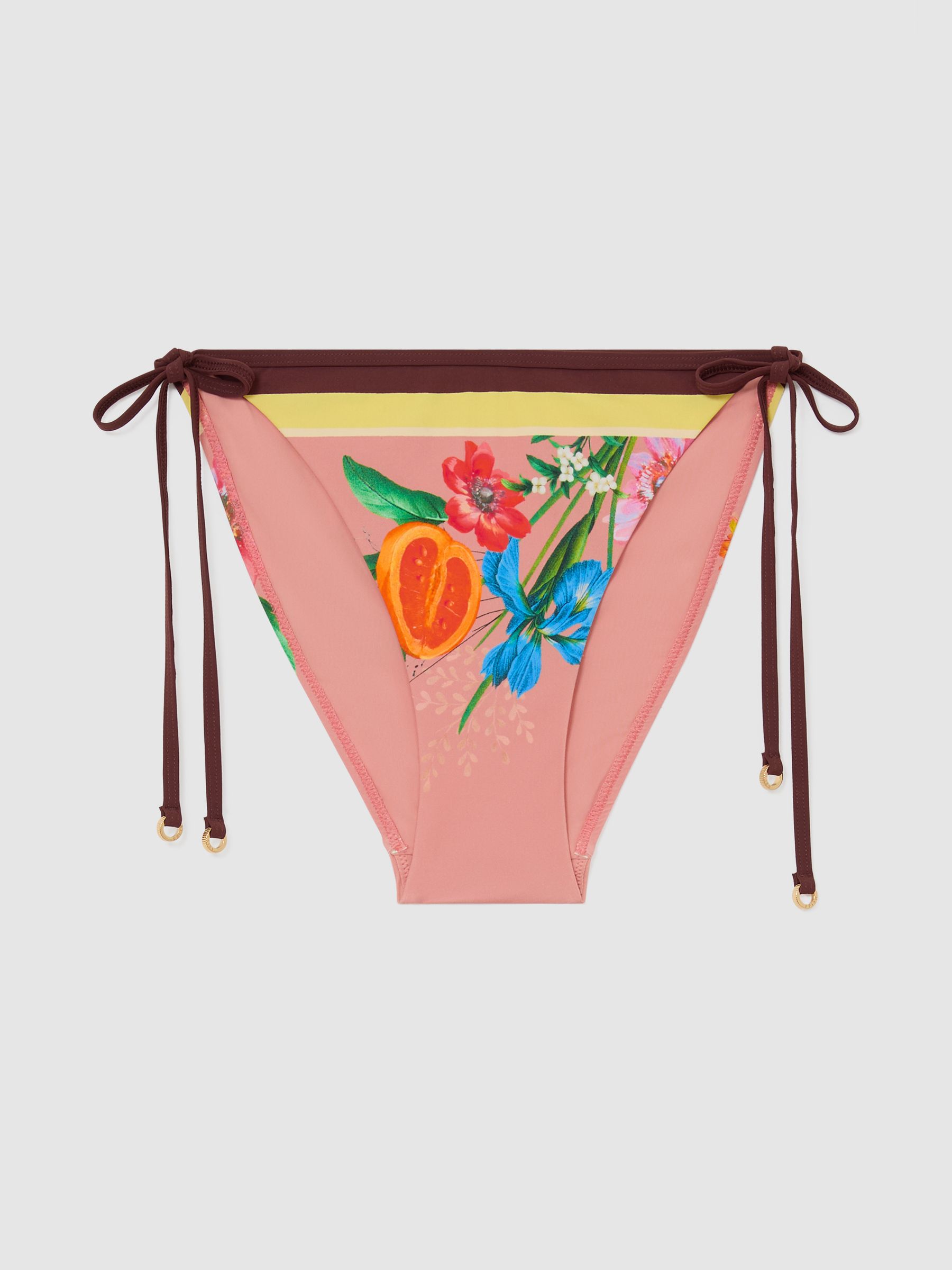Floral-Print Side-Tie Bikini Bottoms in Pink - image 1