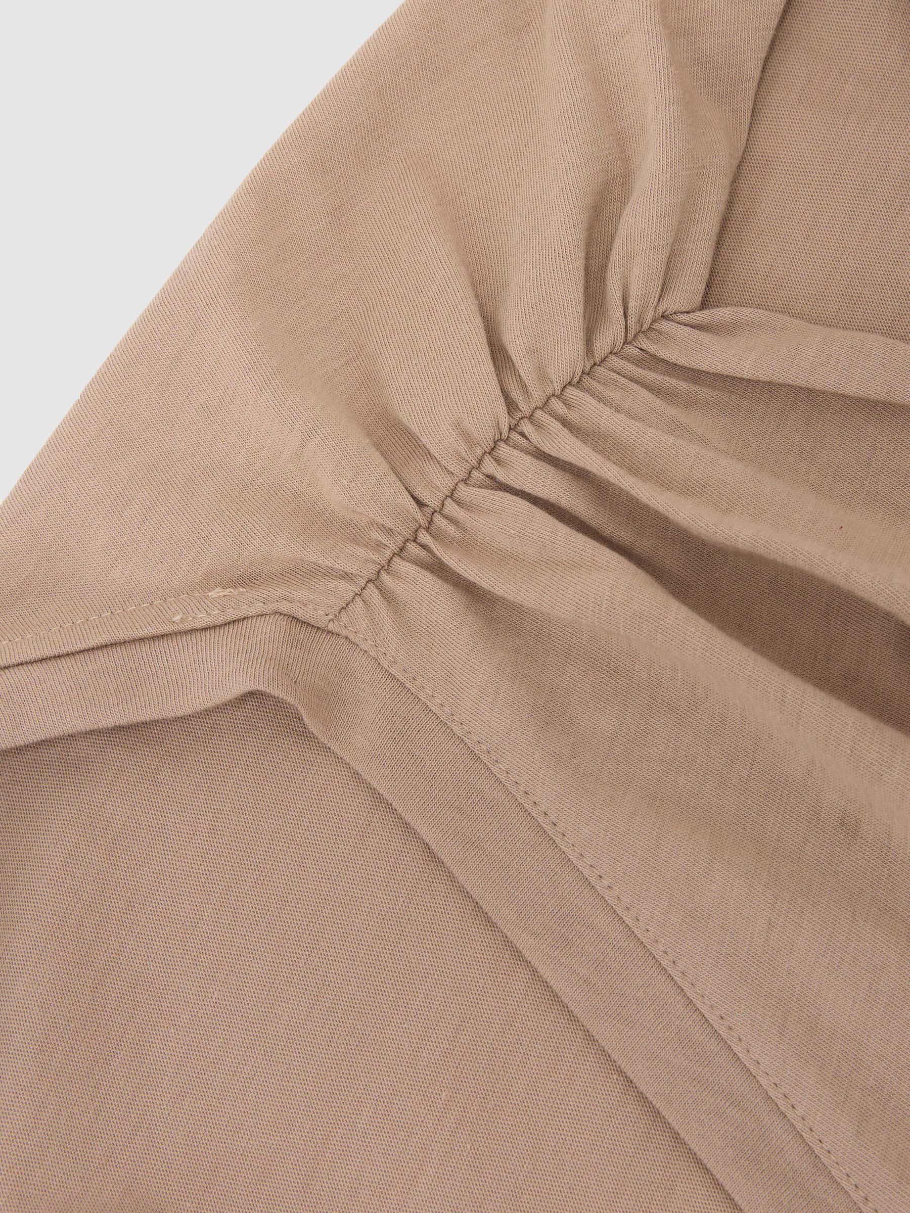 Cotton Gathered-Detail V-Neck Vest in Taupe Neutral - Image 6 of 6