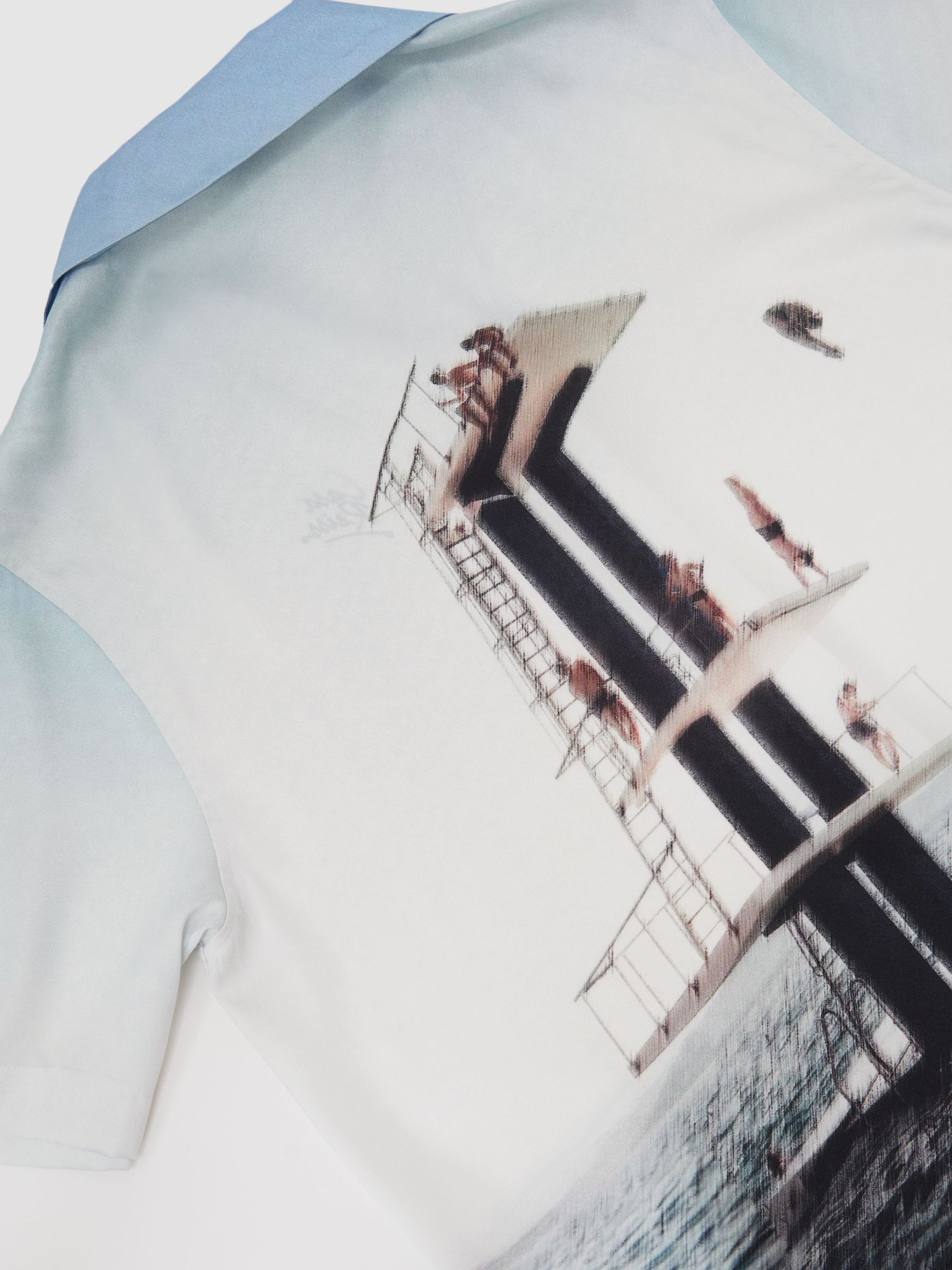 Dive-Print Cuban-Collar Shirt in Soft Blue - Image 6 of 6
