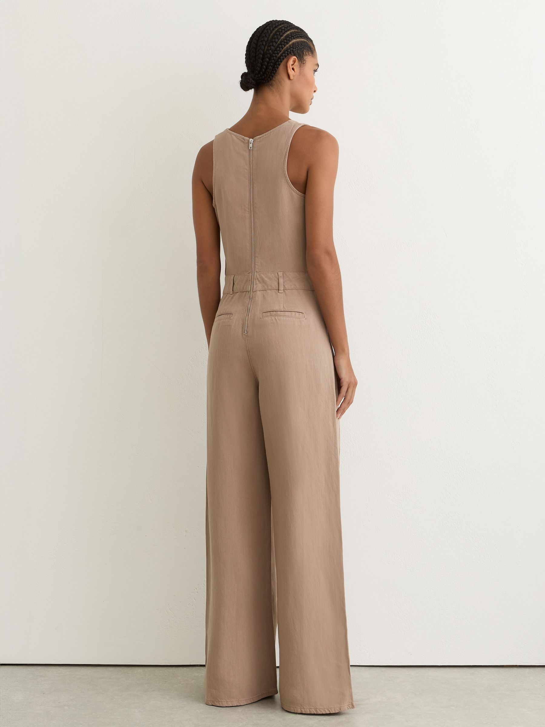 Lyocell-Linen Wide-Leg Jumpsuit in Taupe Neutral - image 5