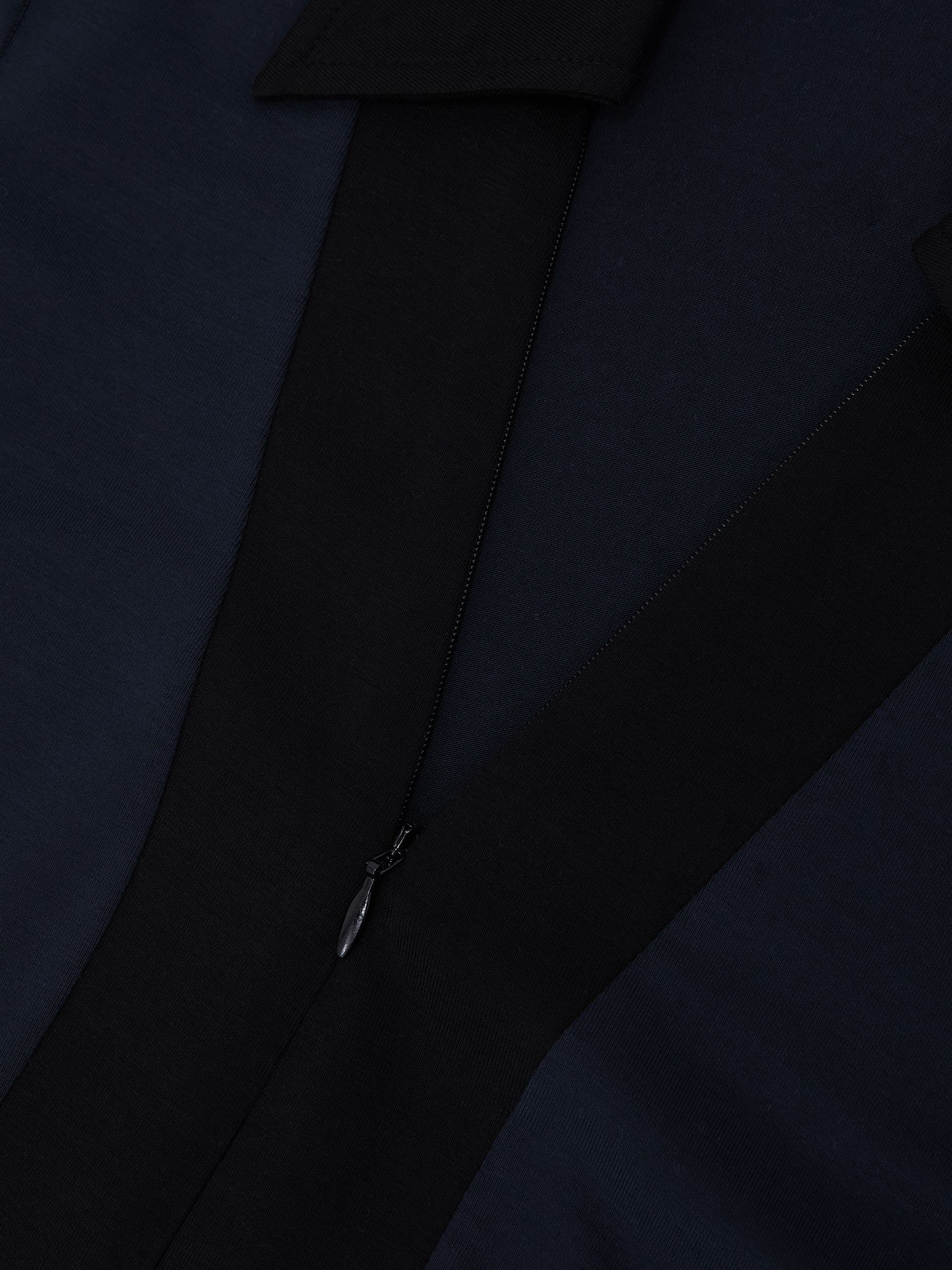 Jersey Colour-Block Half-Zip Polo Top in Navy/Black - Image 6 of 6