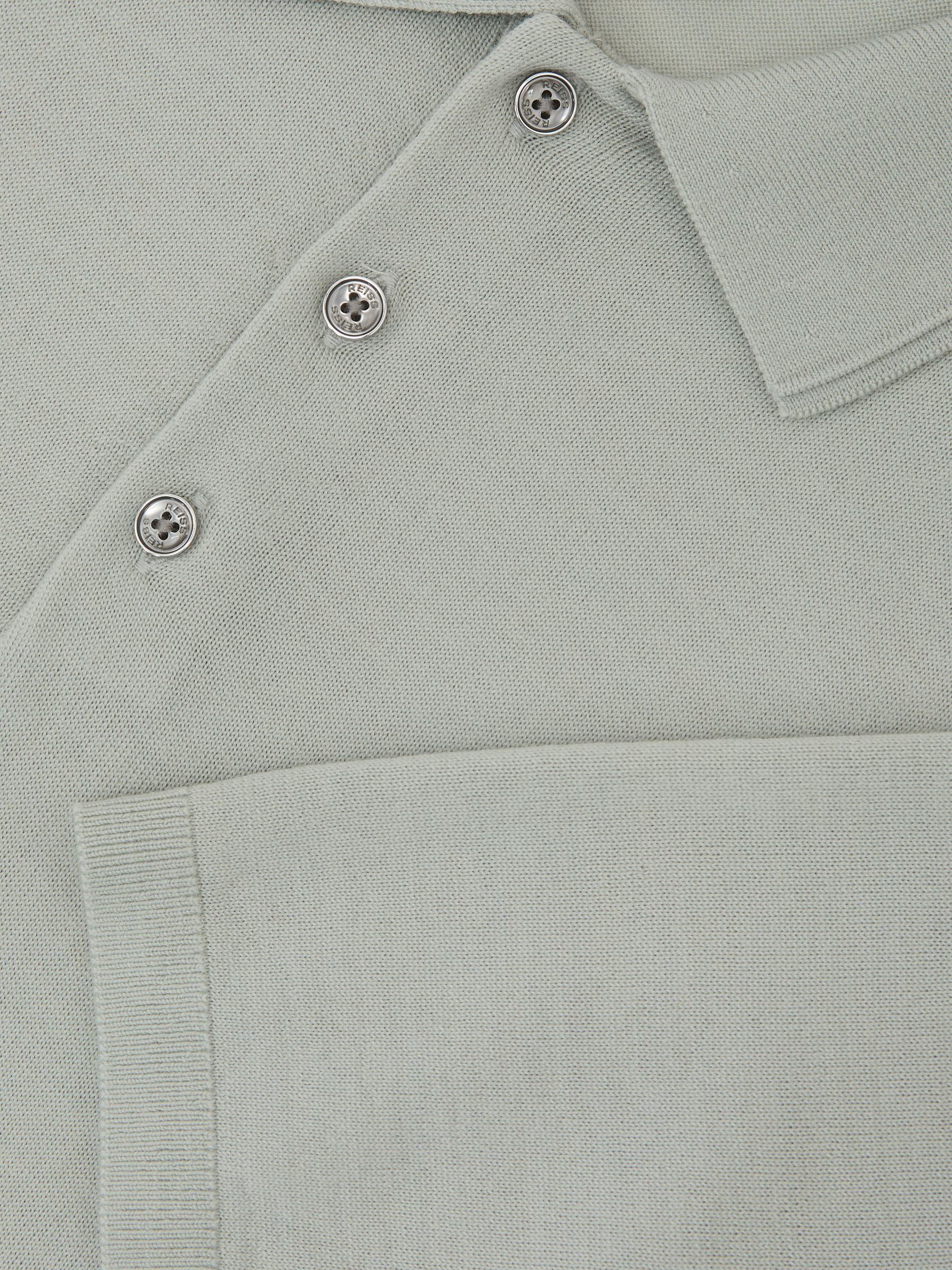 Merino Wool Short-Sleeve Polo Shirt in Minty Sage Green - Image 6 of 6
