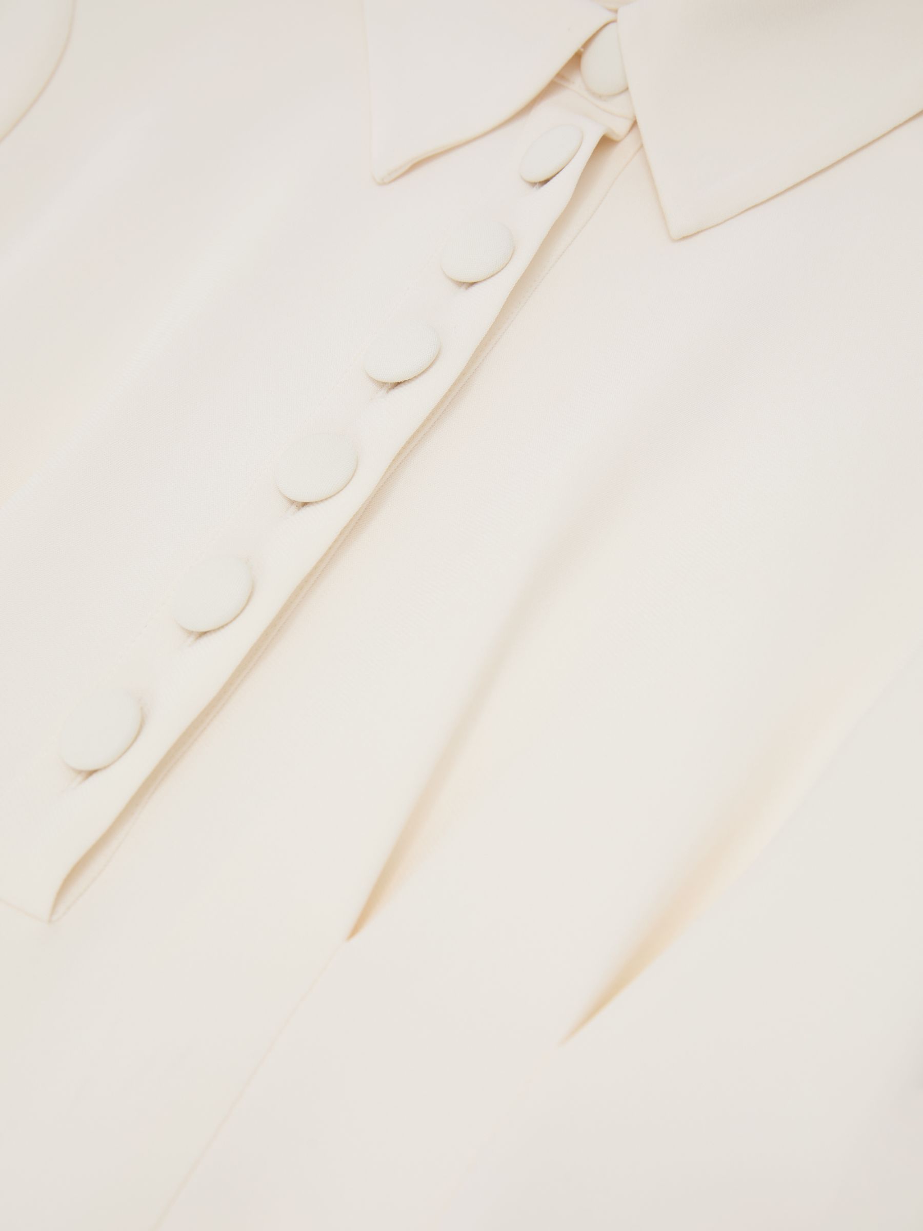 Petite Button-Neck Short-Sleeve Midi Dress in Cream - Image 7 of 8