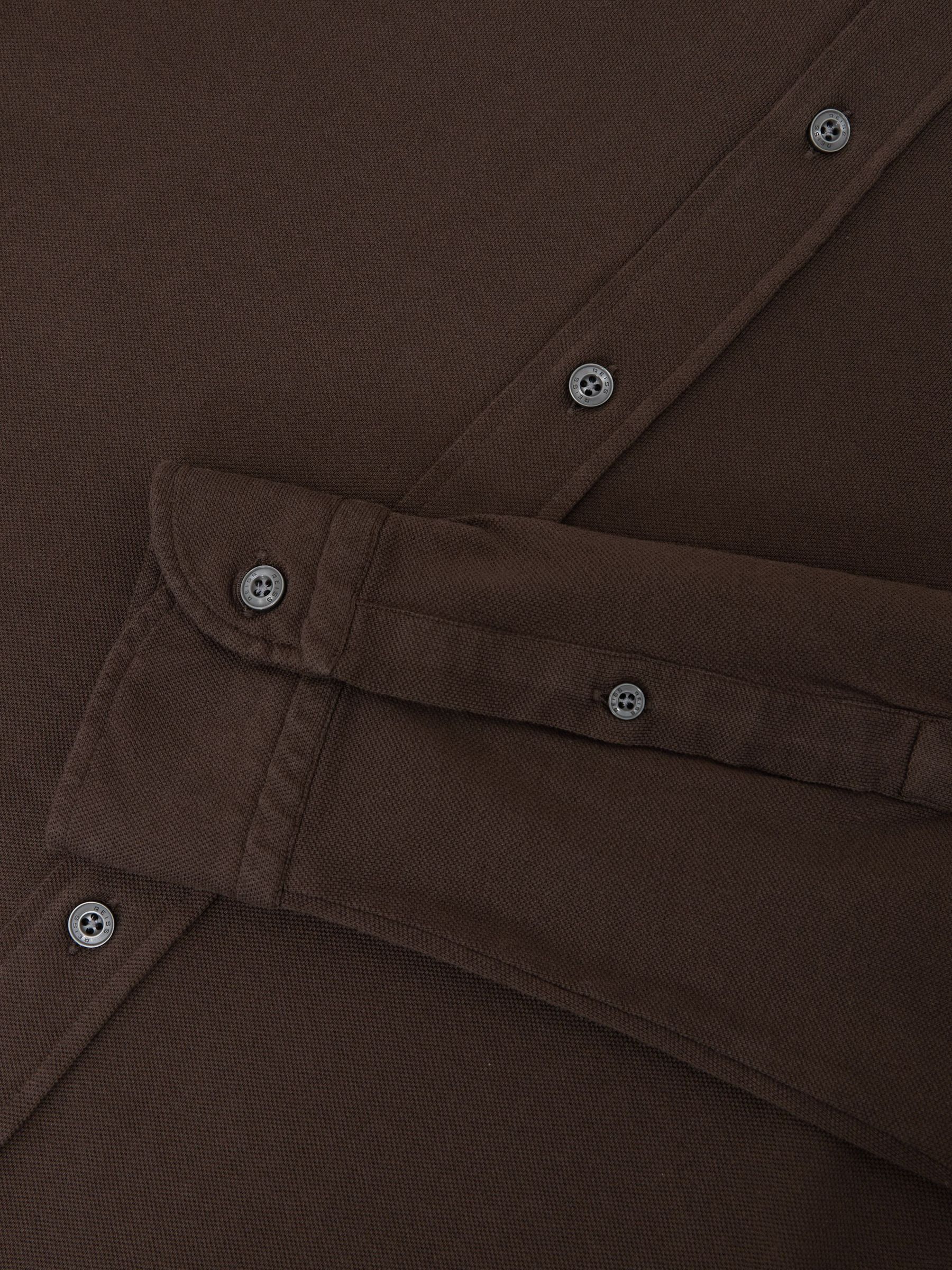 Cotton-Pique Garment-Dyed Shirt Regular-Fit in Chocolate Brown - image 5