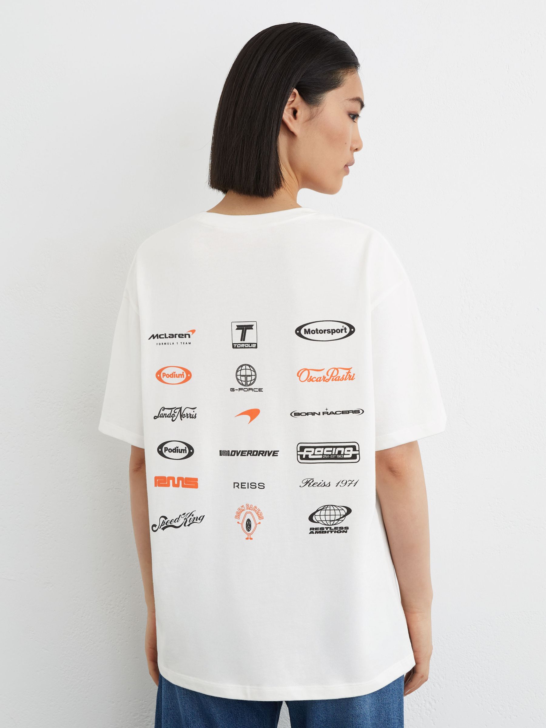 McLaren Racing Relaxed Logo T-Shirt Unisex-Fit in White - Image 6 of 8