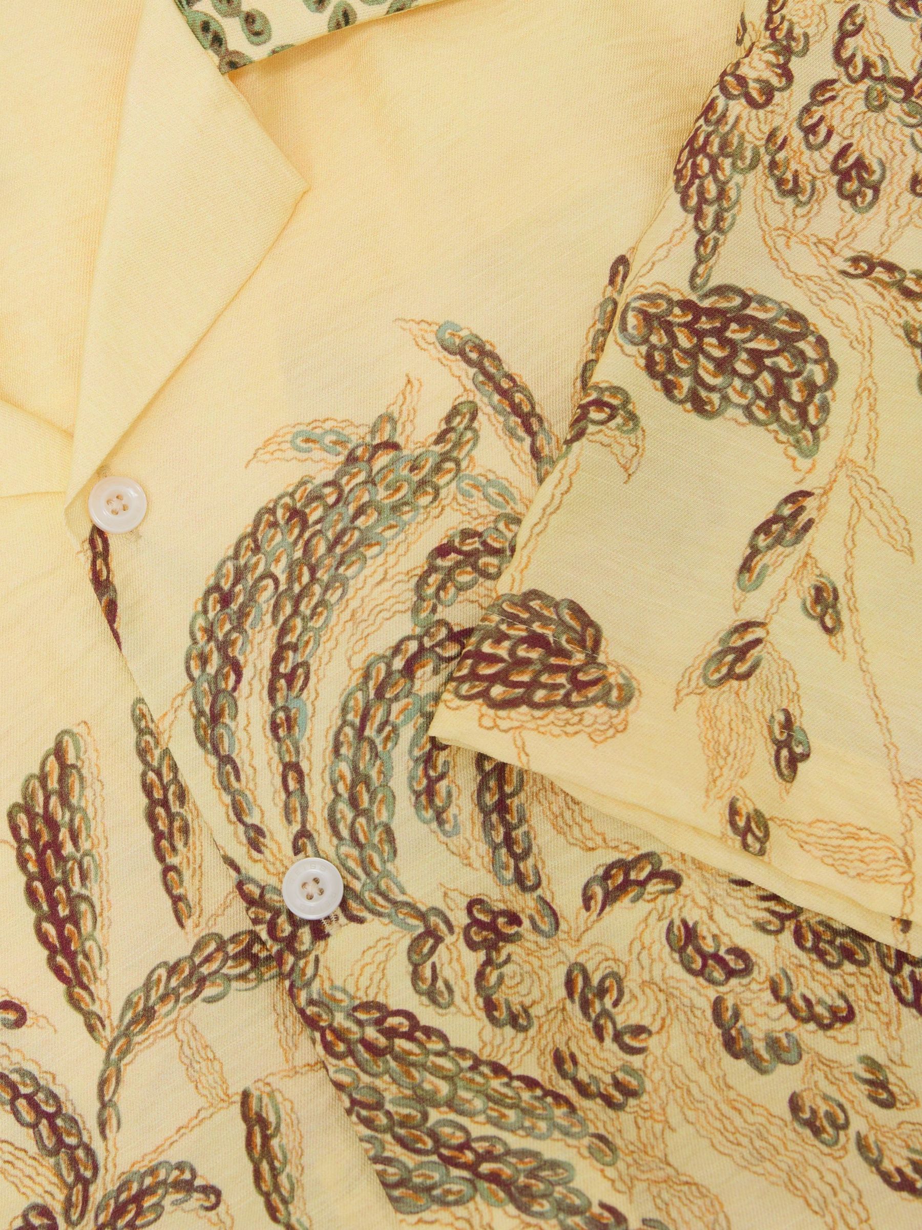 Palm-Print Cuban-Collar Shirt in Yellow - Image 6 of 6