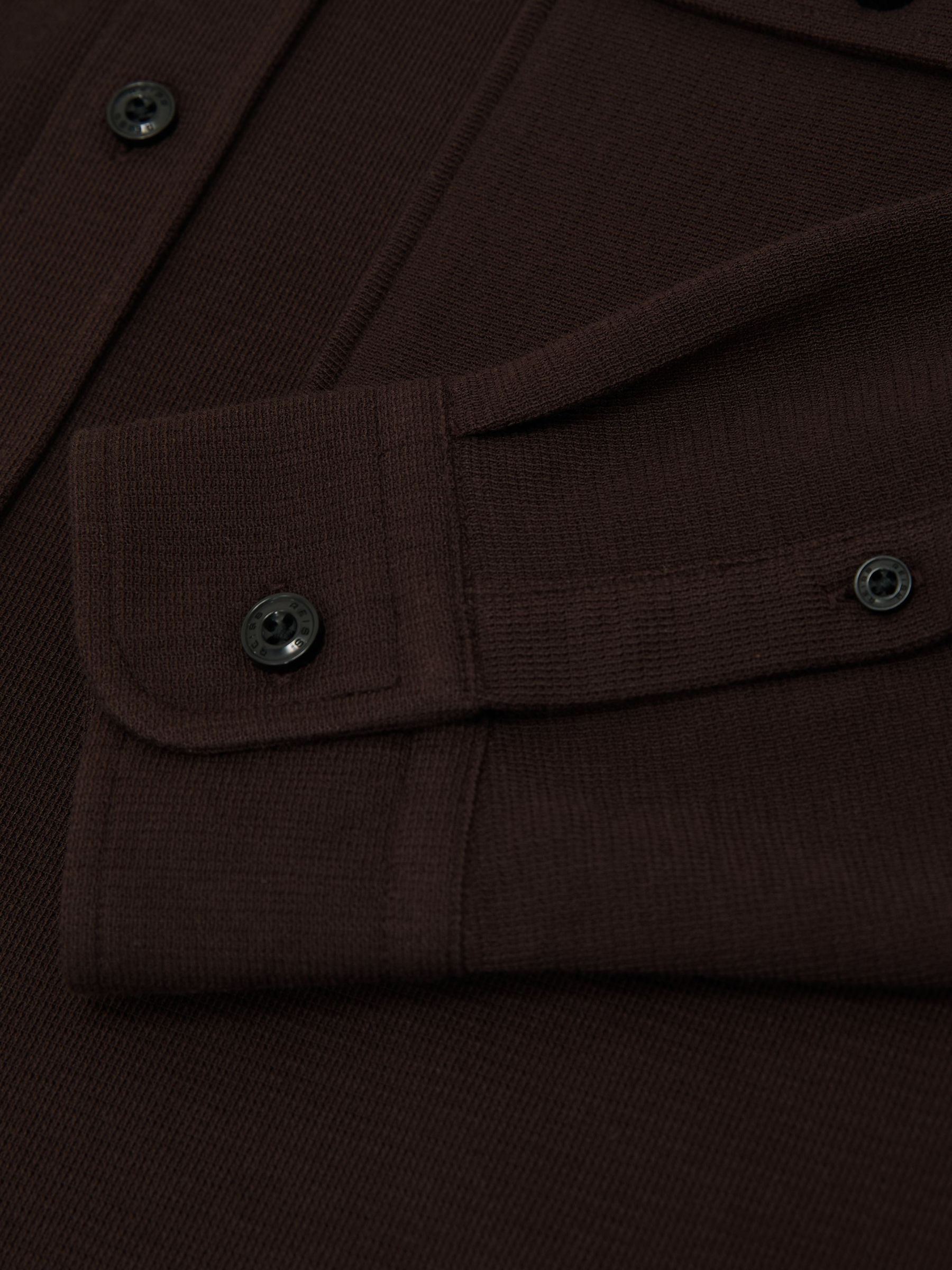 Textured Twin-Pocket Overshirt Cotton-Blend in Brown - image 3