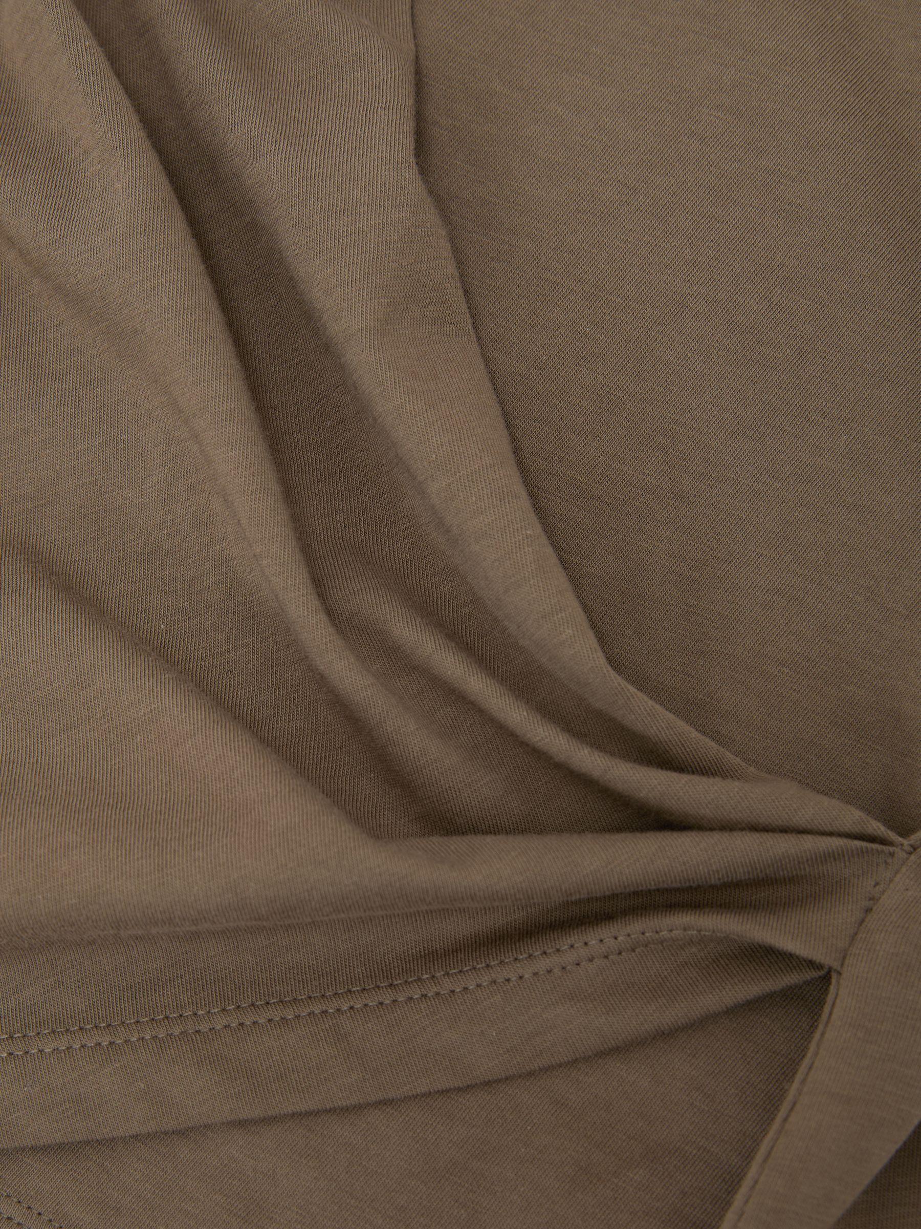 Cotton Drape Cap-Sleeve T-Shirt in Khaki Green - image 3