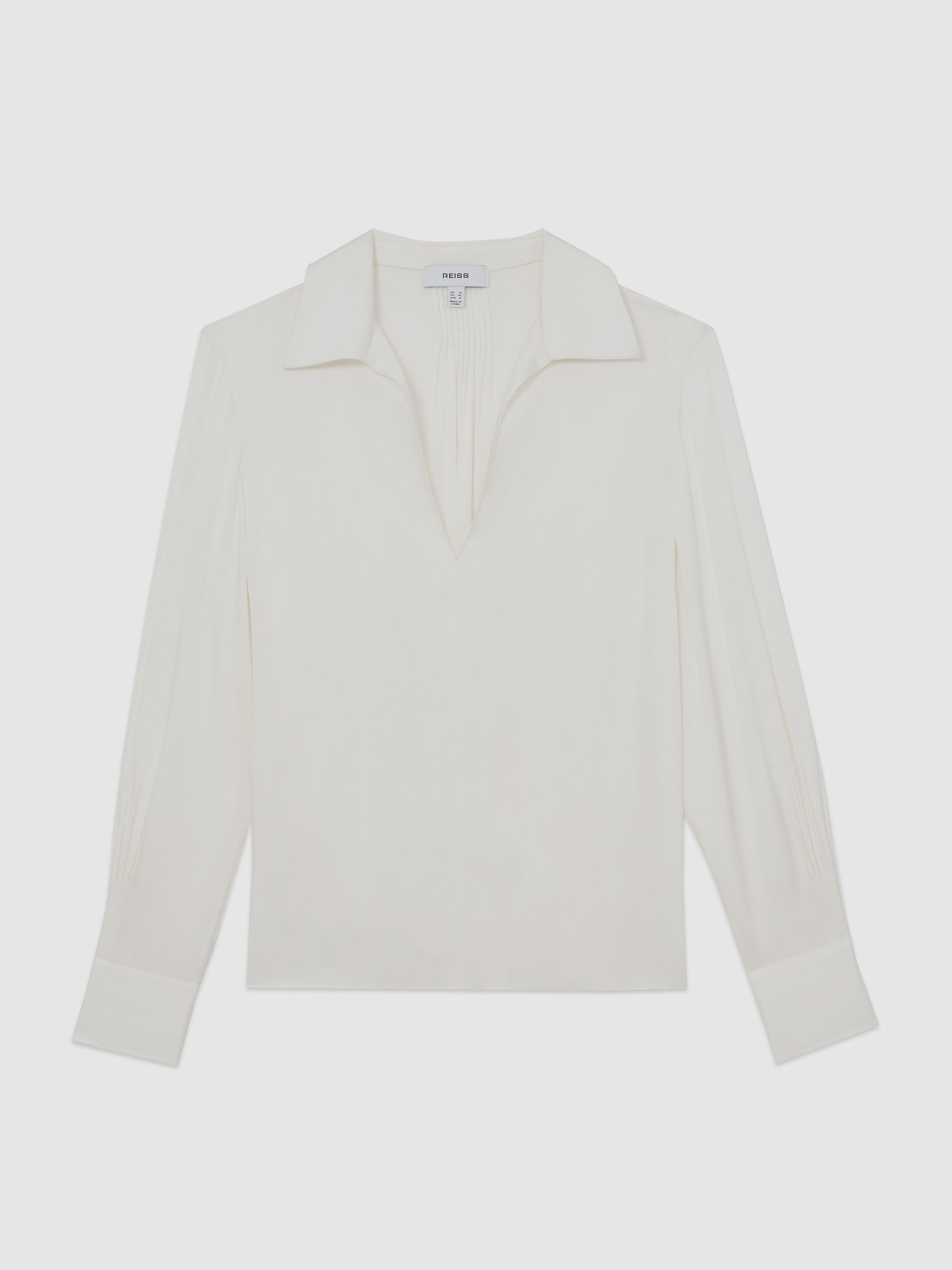 Silk-Blend Open-Collar Shirt in Ivory - image 1