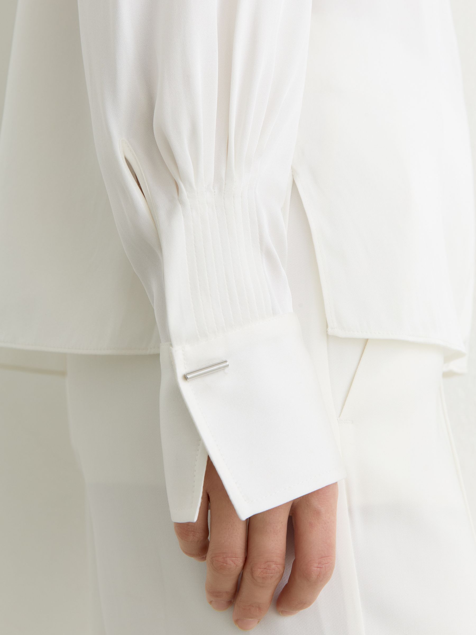 Silk-Blend Open-Collar Shirt in Ivory - image 5