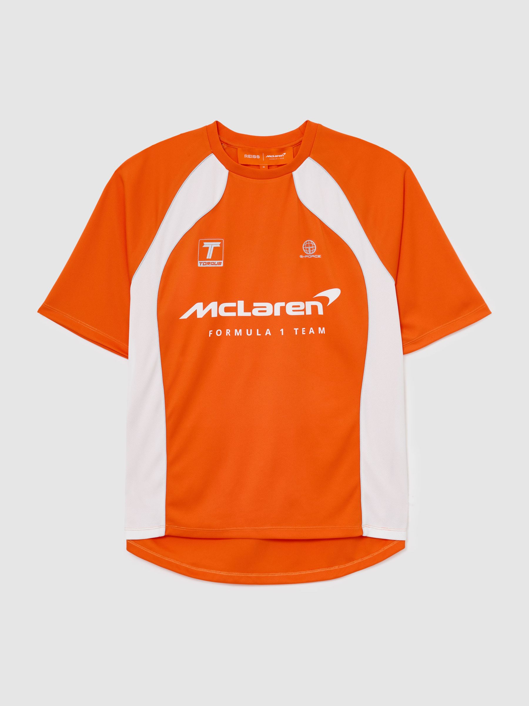 McLaren Racing Relaxed Contrast Driver T-Shirt Unisex-Fit in Papaya Orange - Image 1 of 8