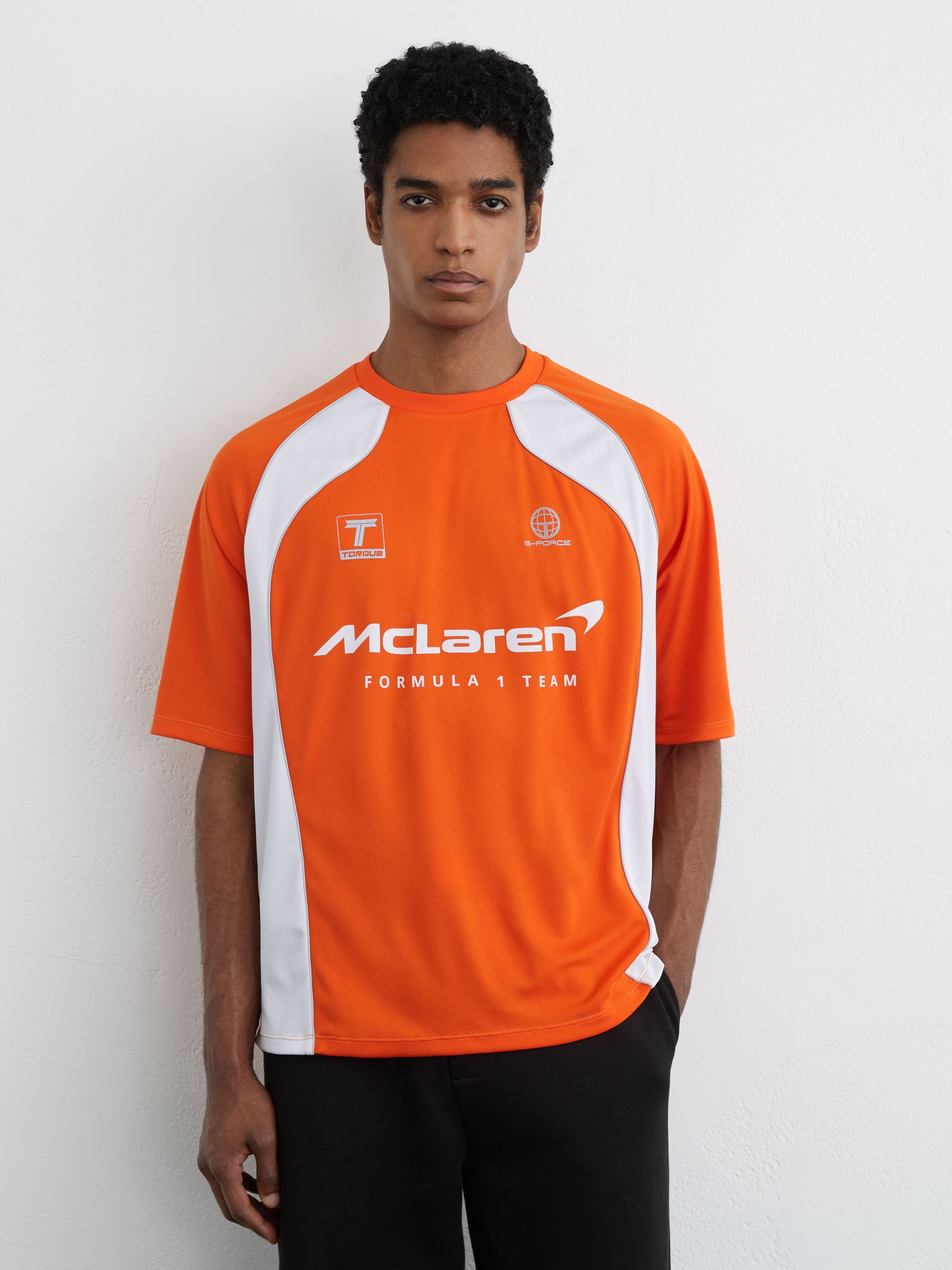 McLaren Racing Relaxed Contrast Driver T-Shirt Unisex-Fit in Papaya Orange - Image 2 of 8