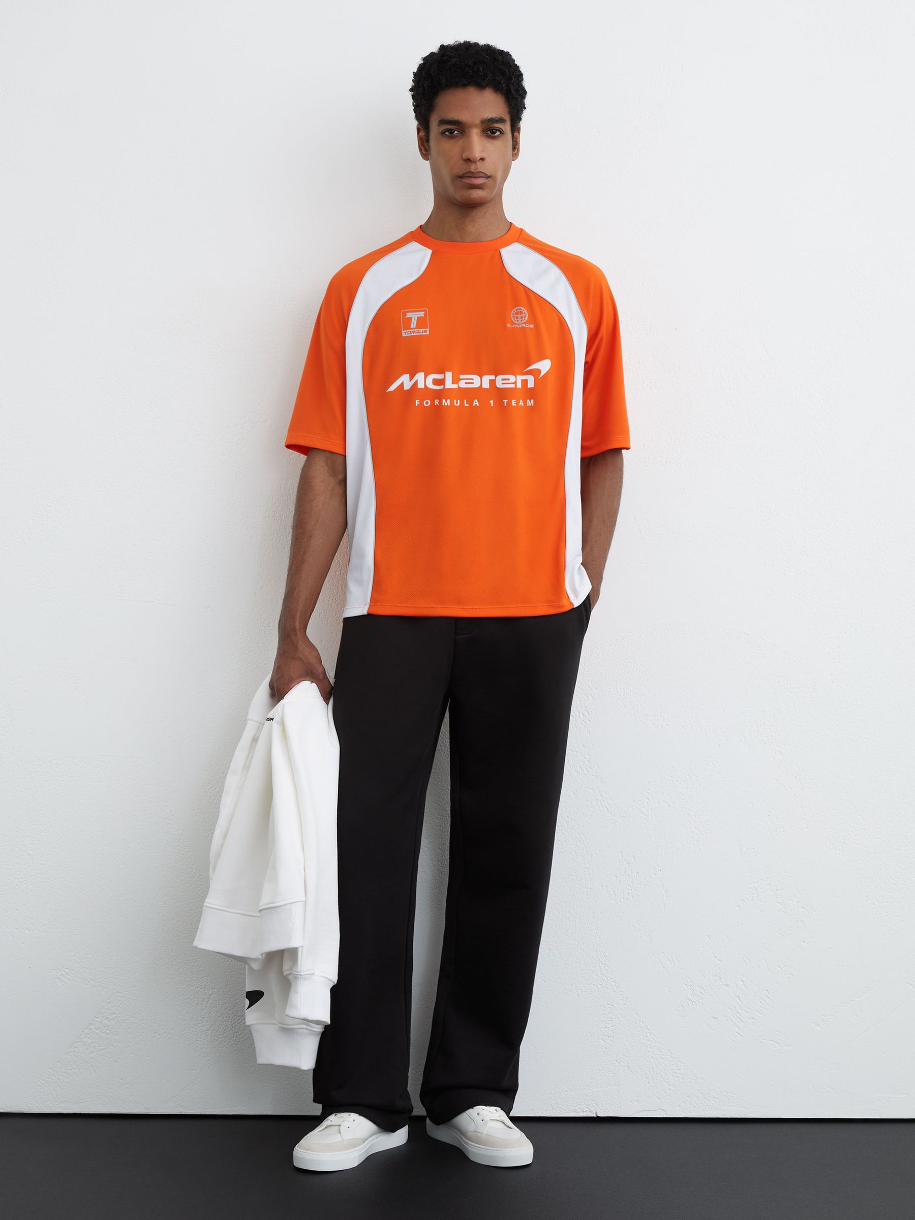 McLaren Racing Relaxed Contrast Driver T-Shirt Unisex-Fit in Papaya Orange - Image 3 of 8